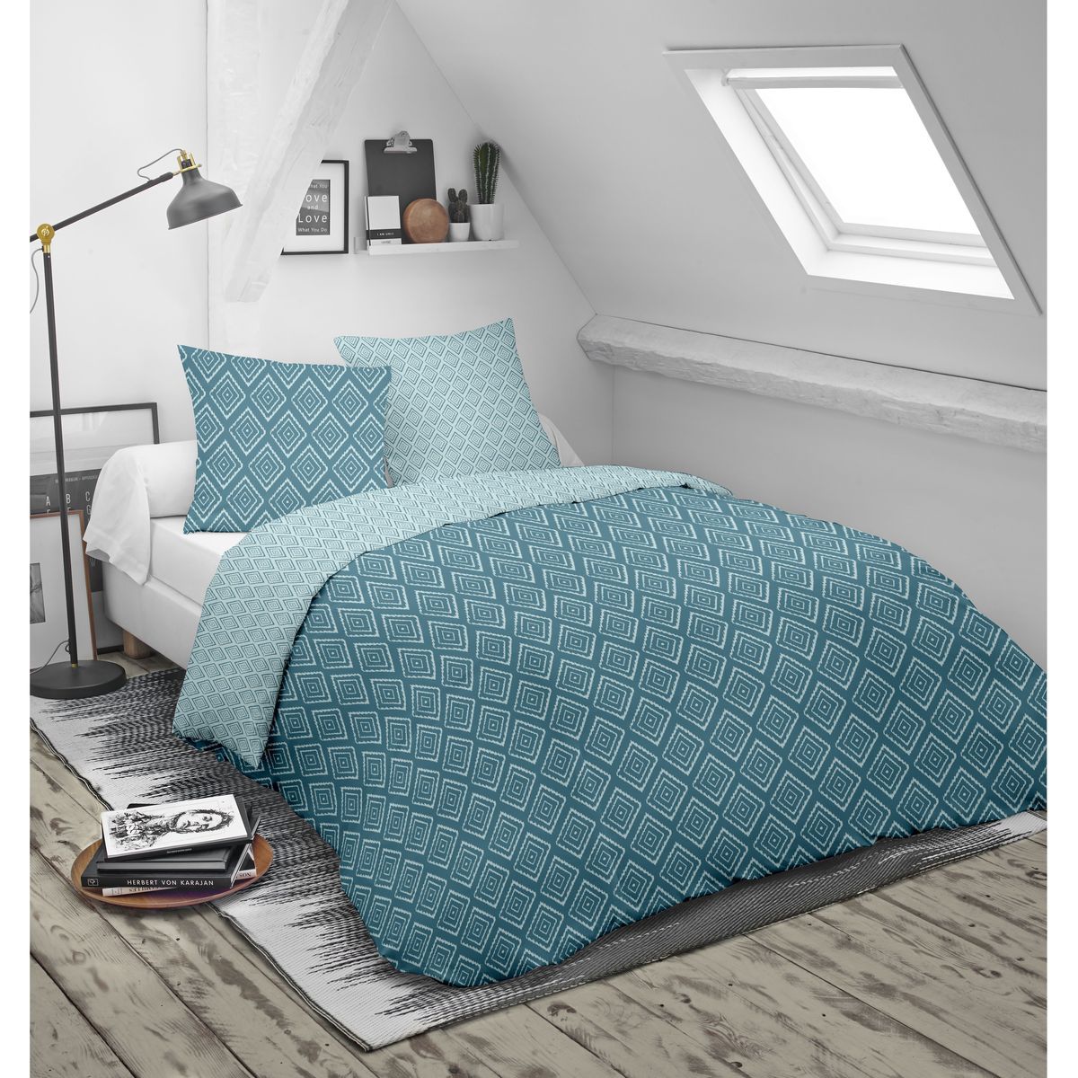 BLANREVE Couette fantaisie double face imprimée en microfibre PATSY