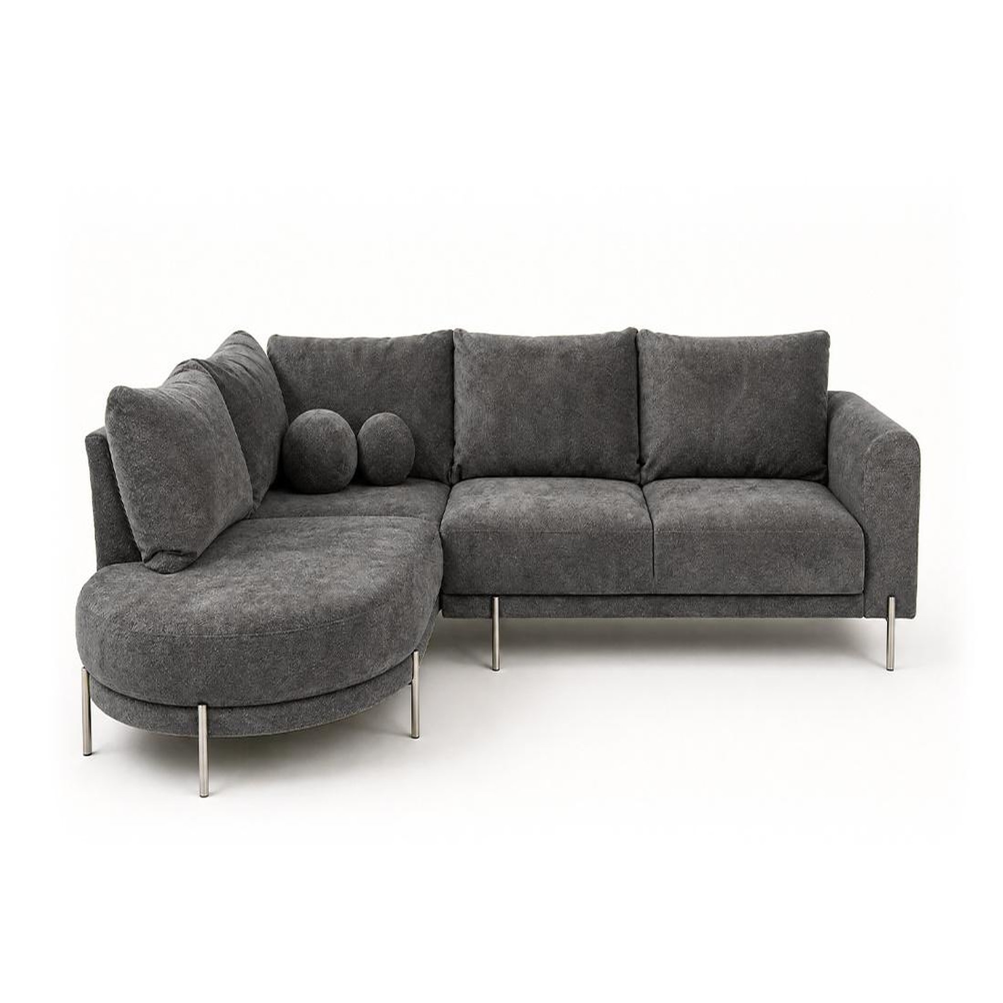 Voir la diapositive 1 : BEST MOBILIER Gabin - canapé d'angle gauche 5 places en velours texturé