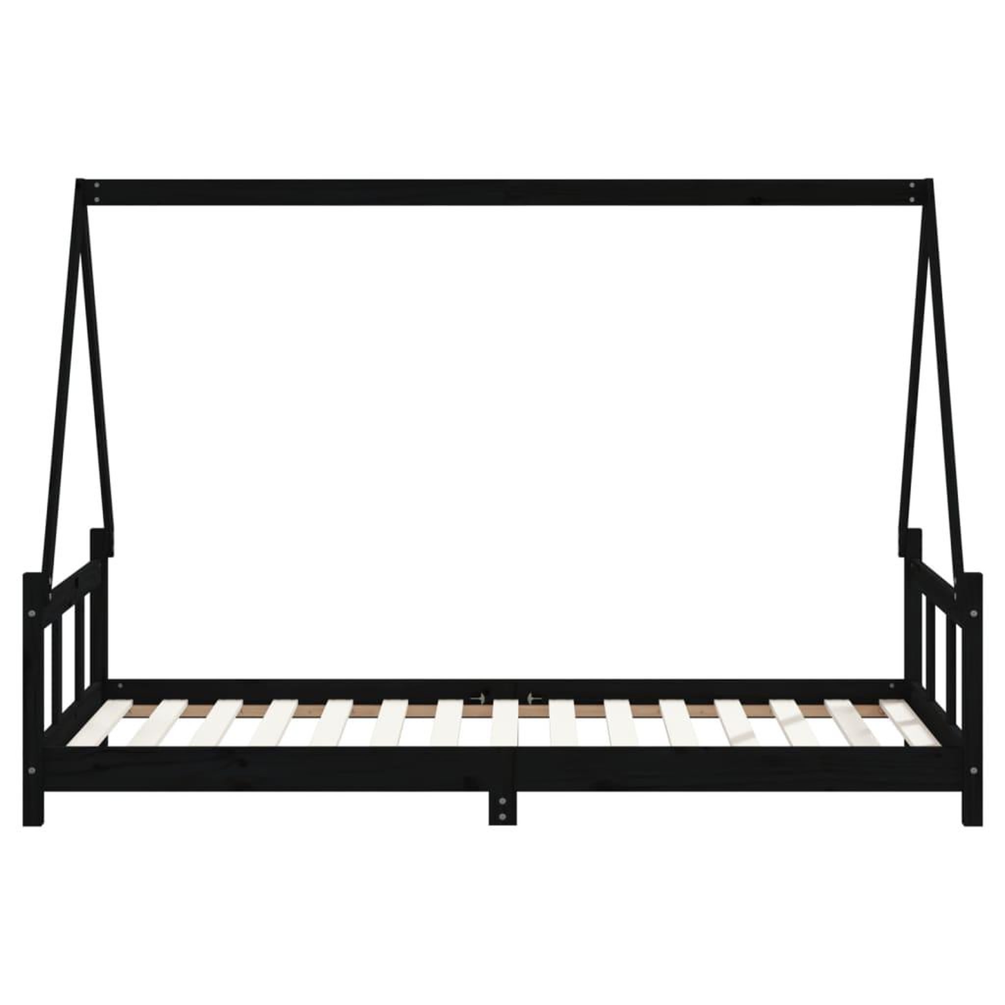 Voir la diapositive 5 : VIDAXL Cadre de lit pour enfants noir 90x190 cm bois de pin massif