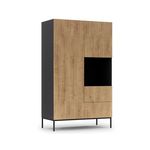 BEST MOBILIER Felicia - armoire - effet bois et noir - 120x200 cm. Coloris disponibles : Marron