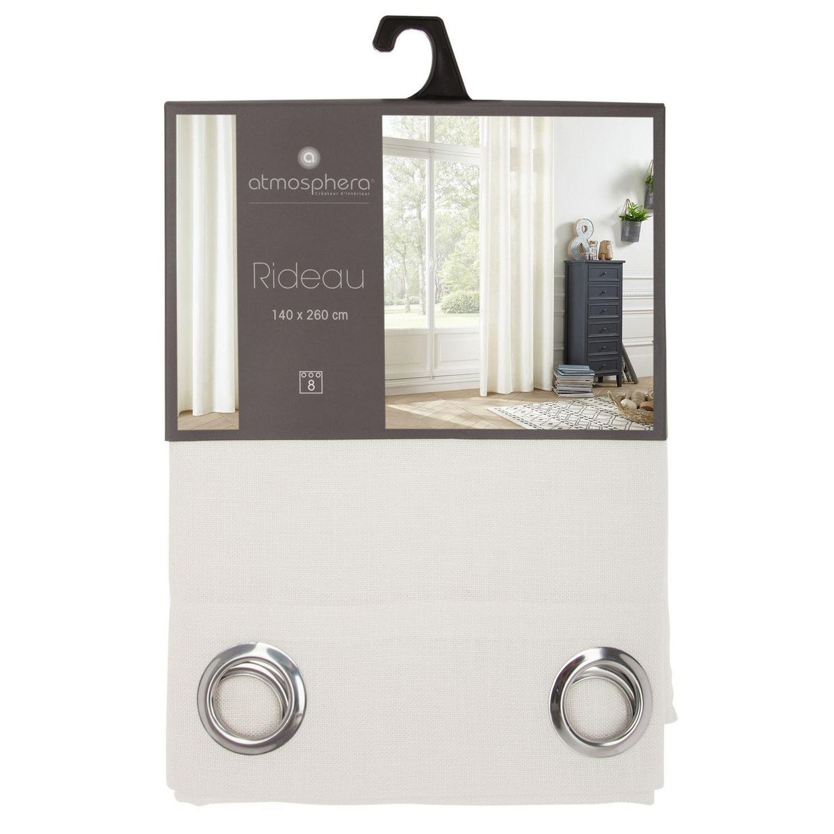 ATMOSPHERA Rideau en polyester modèle Léon - 140 x 260 cm - Ivoire