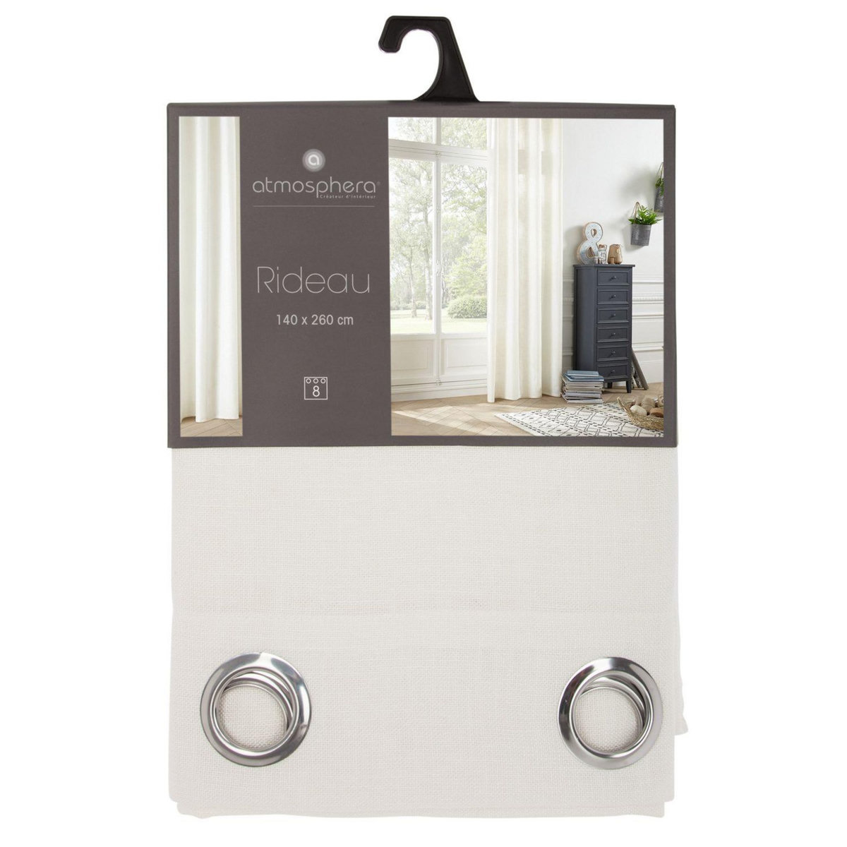 ATMOSPHERA Rideau en polyester modèle Léon - 140 x 260 cm - Ivoire