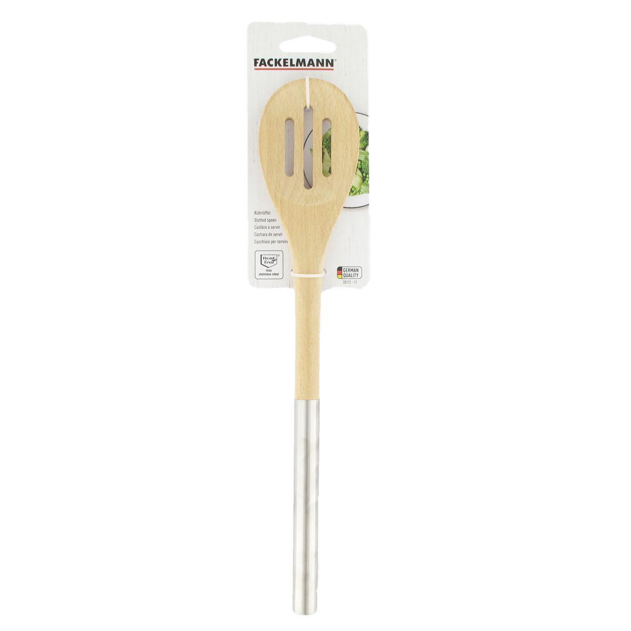 Voir la diapositive 6 : Fackelmann Cuillère en bois ajourée avec manche inox 34 cm en tout fackelmann boissellerie