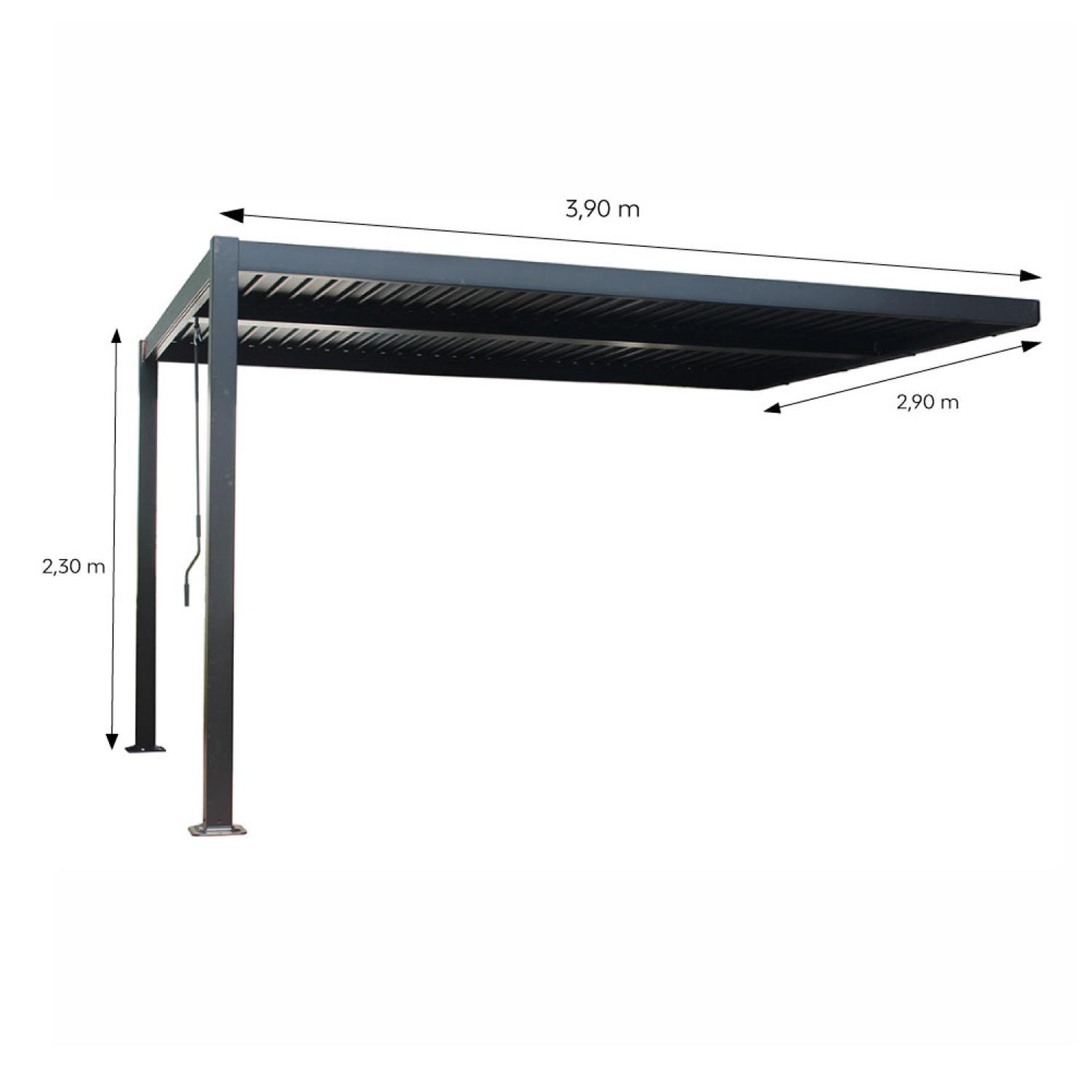 Voir la diapositive 3 : CONCEPT USINE Pergola bioclimatique 4x3m adossée en aluminium noir sifnos
