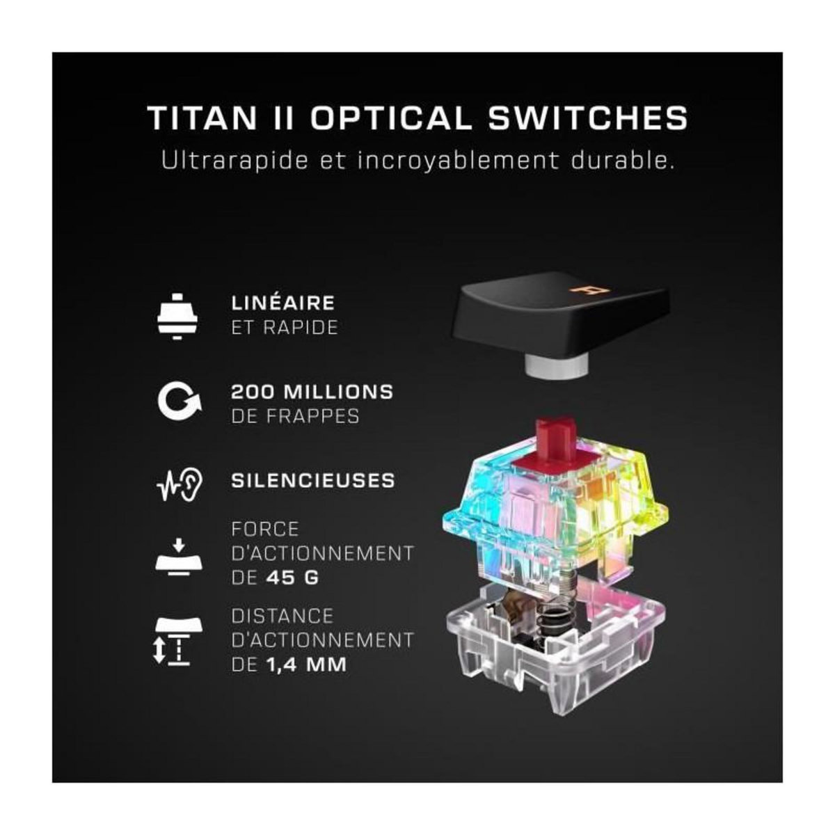 Turtle Beach Clavier gaming optique et mécanique sans fil - Turtle Beach - Vulcan II Mini - Noir