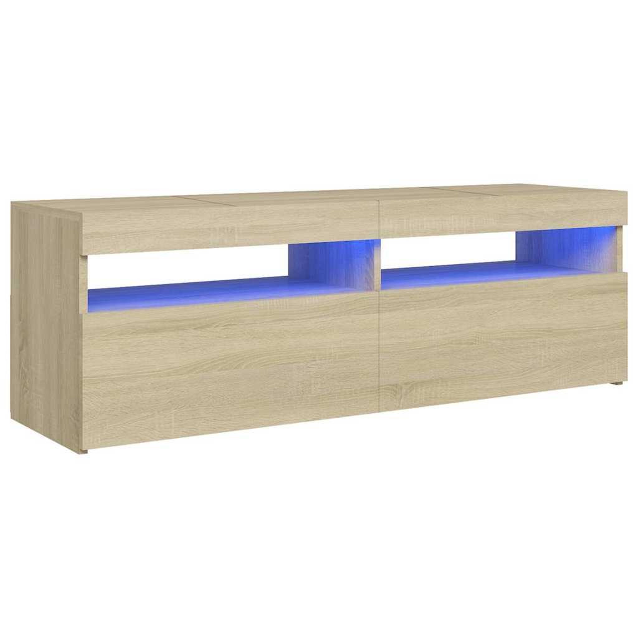 Voir la diapositive 2 : VIDAXL Meuble TV avec lumieres LED chene sonoma 120x35x40 cm