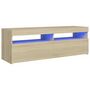 Voir la diapositive 2 : VIDAXL Meuble TV avec lumieres LED chene sonoma 120x35x40 cm