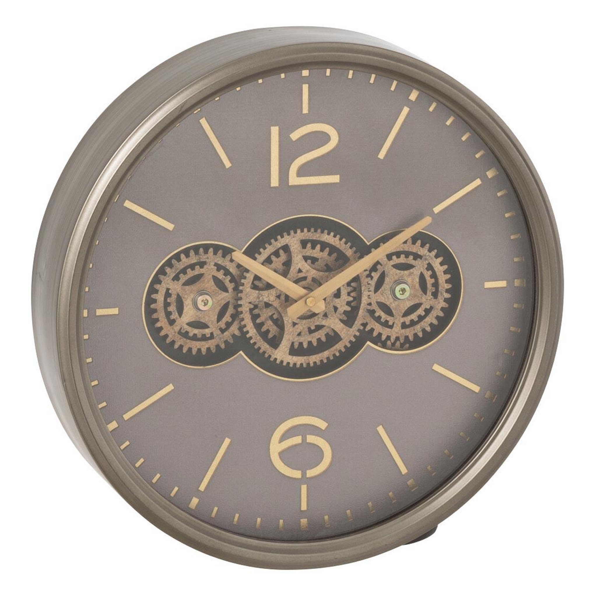 J-LINE Horloge murale engrenage  plum  39cm gris