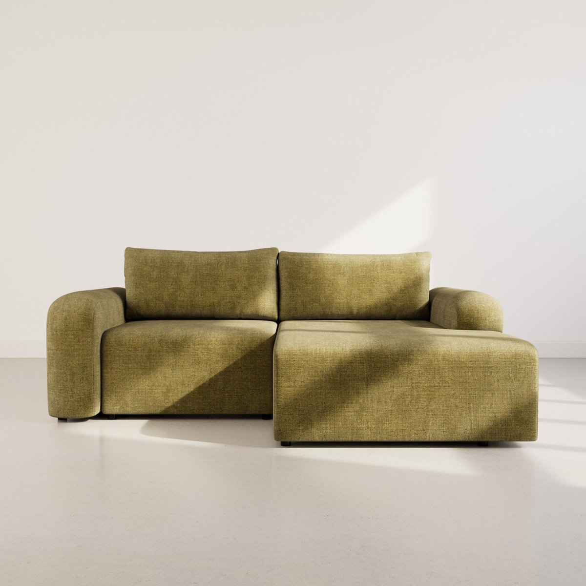 BEST MOBILIER Rebecca - canapé d'angle droit 4 places convertible avec coffre en velours texturé