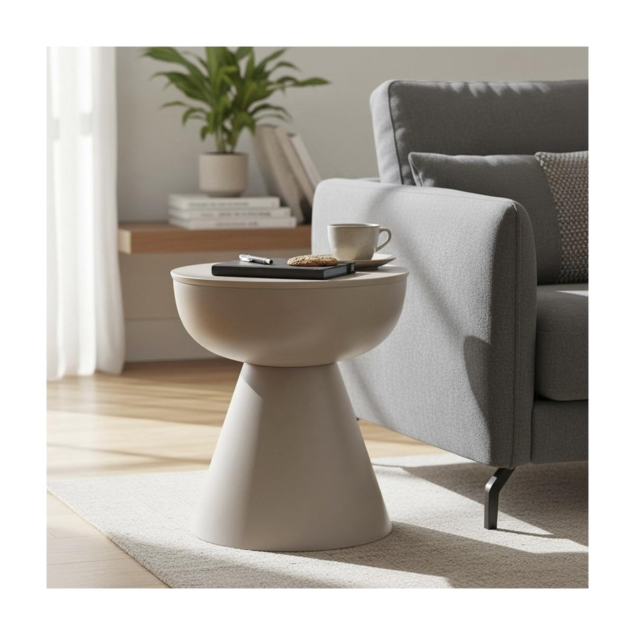 Voir la diapositive 3 : Paris Prix Table d'appoint en métal  merlin  45cm beige gris