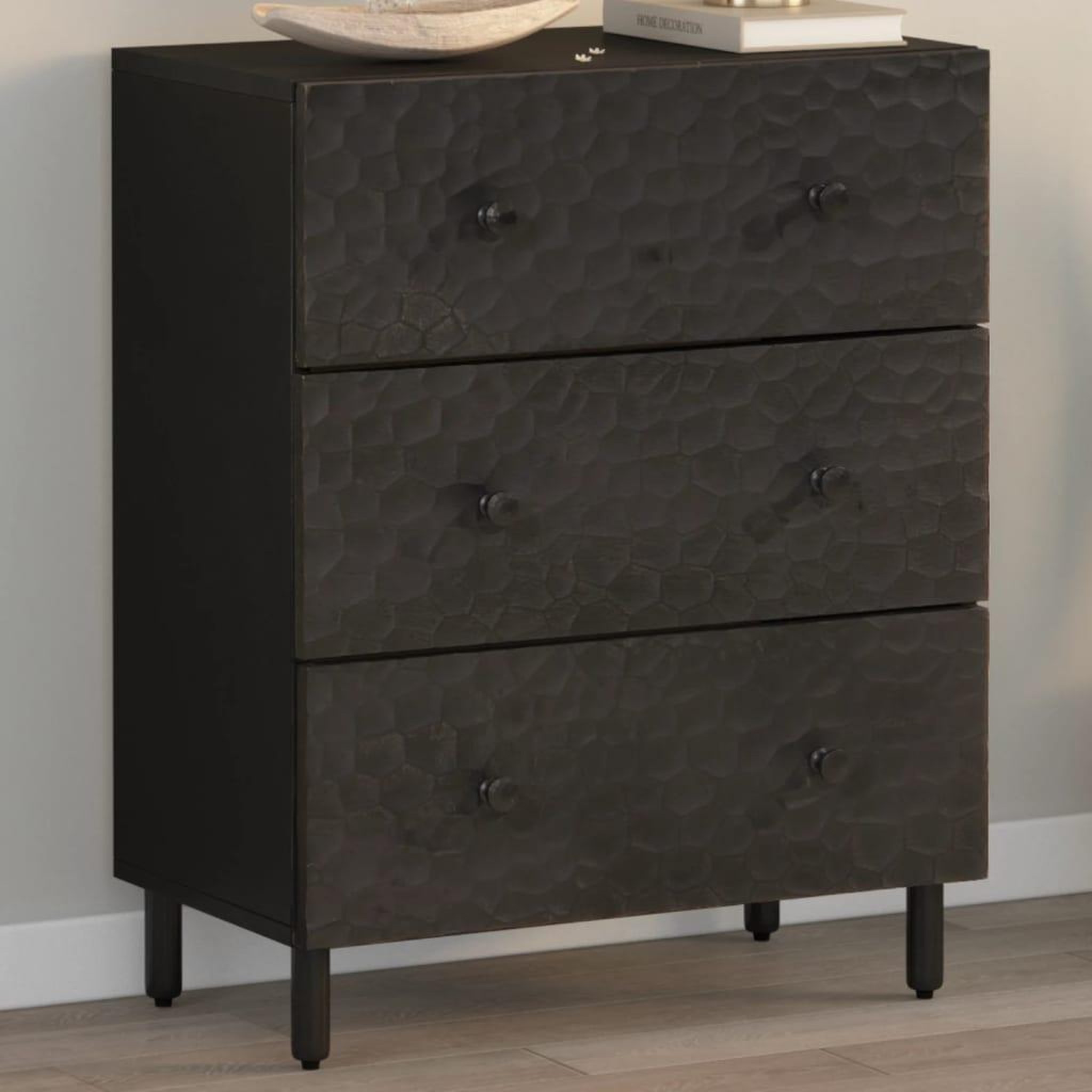 VIDAXL Armoire laterale noir 60x33x75 cm bois massif de manguier