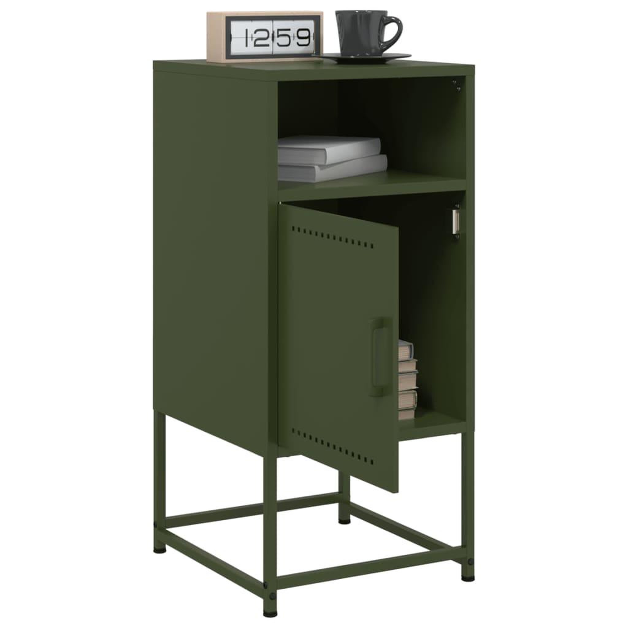 Voir la diapositive 5 : VIDAXL Table de chevet vert olive 36x39x78 cm acier