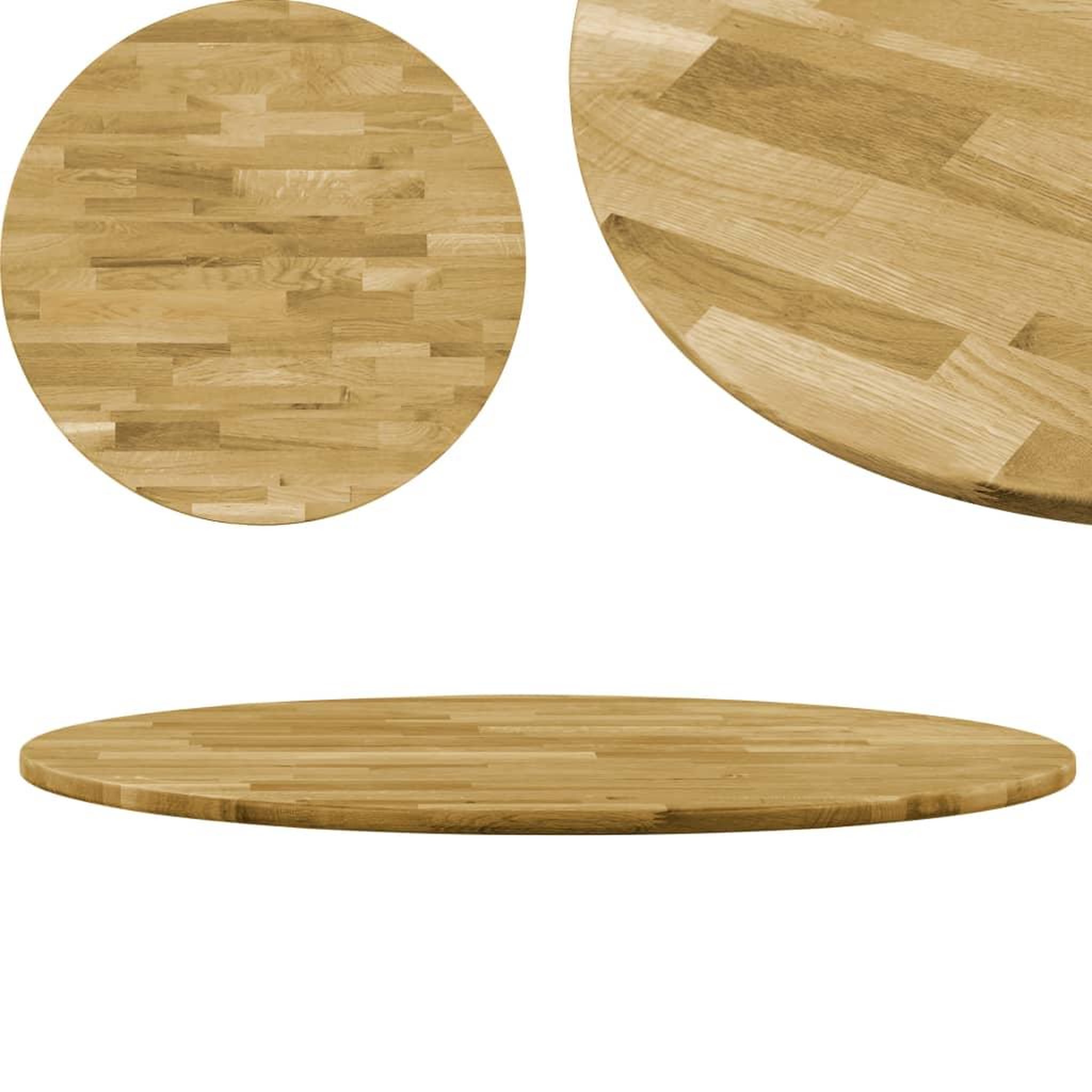 Voir la diapositive 1 : VIDAXL Dessus de table Bois de chene massif Rond 23 mm 600 mm