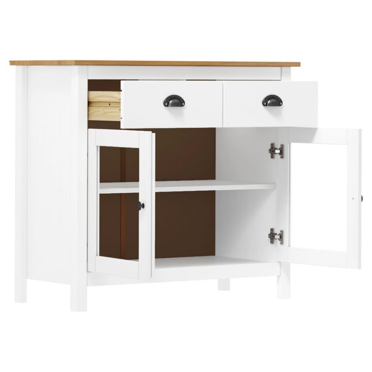 VIDAXL Buffet Hill Blanc 90x40x80 cm Bois de pin solide