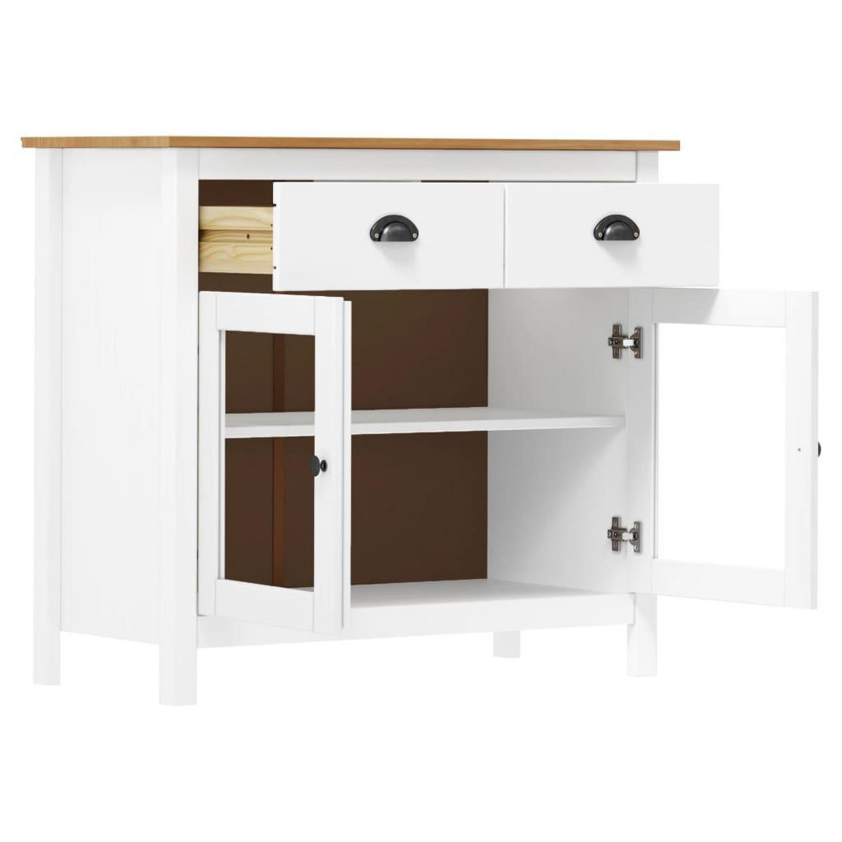 VIDAXL Buffet Hill Blanc 90x40x80 cm Bois de pin solide