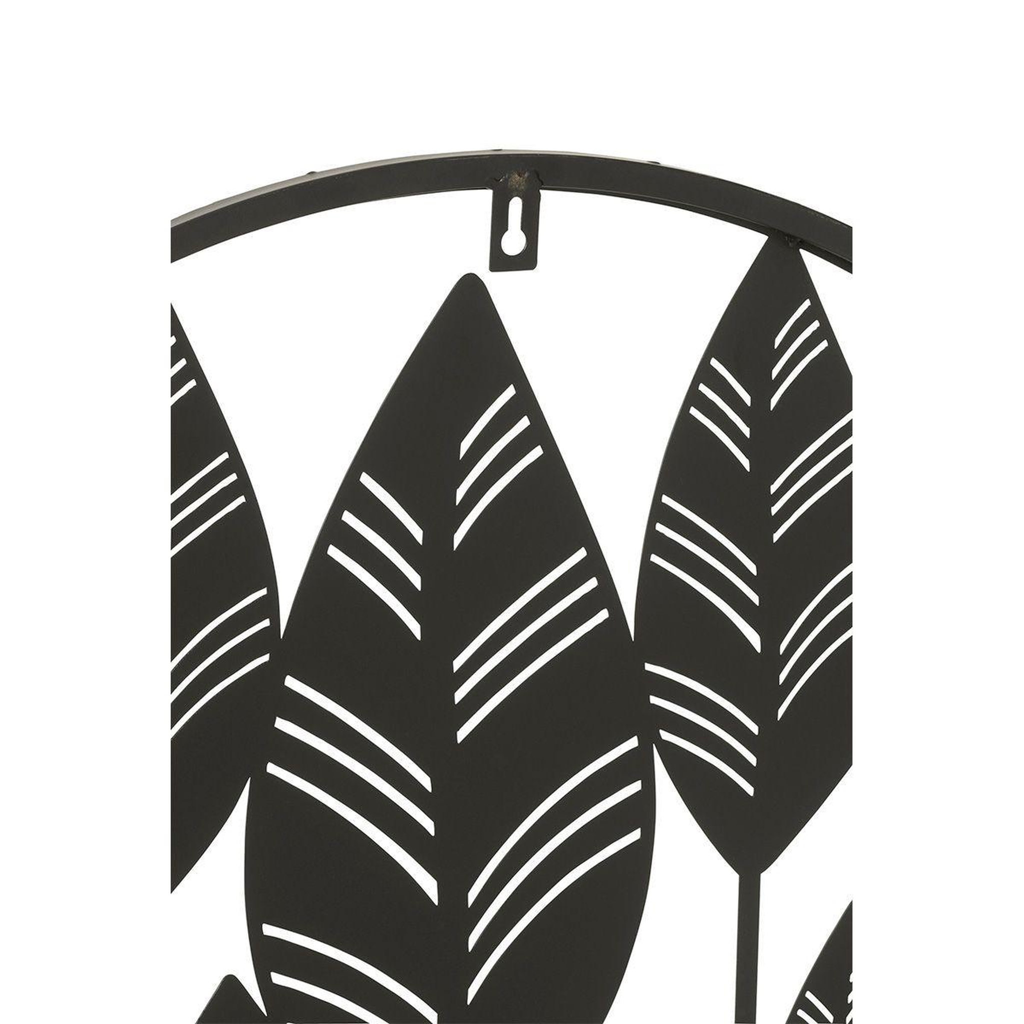 Voir la diapositive 2 : J-LINE Décoration Murale en Métal  Feuilles  60cm Noir