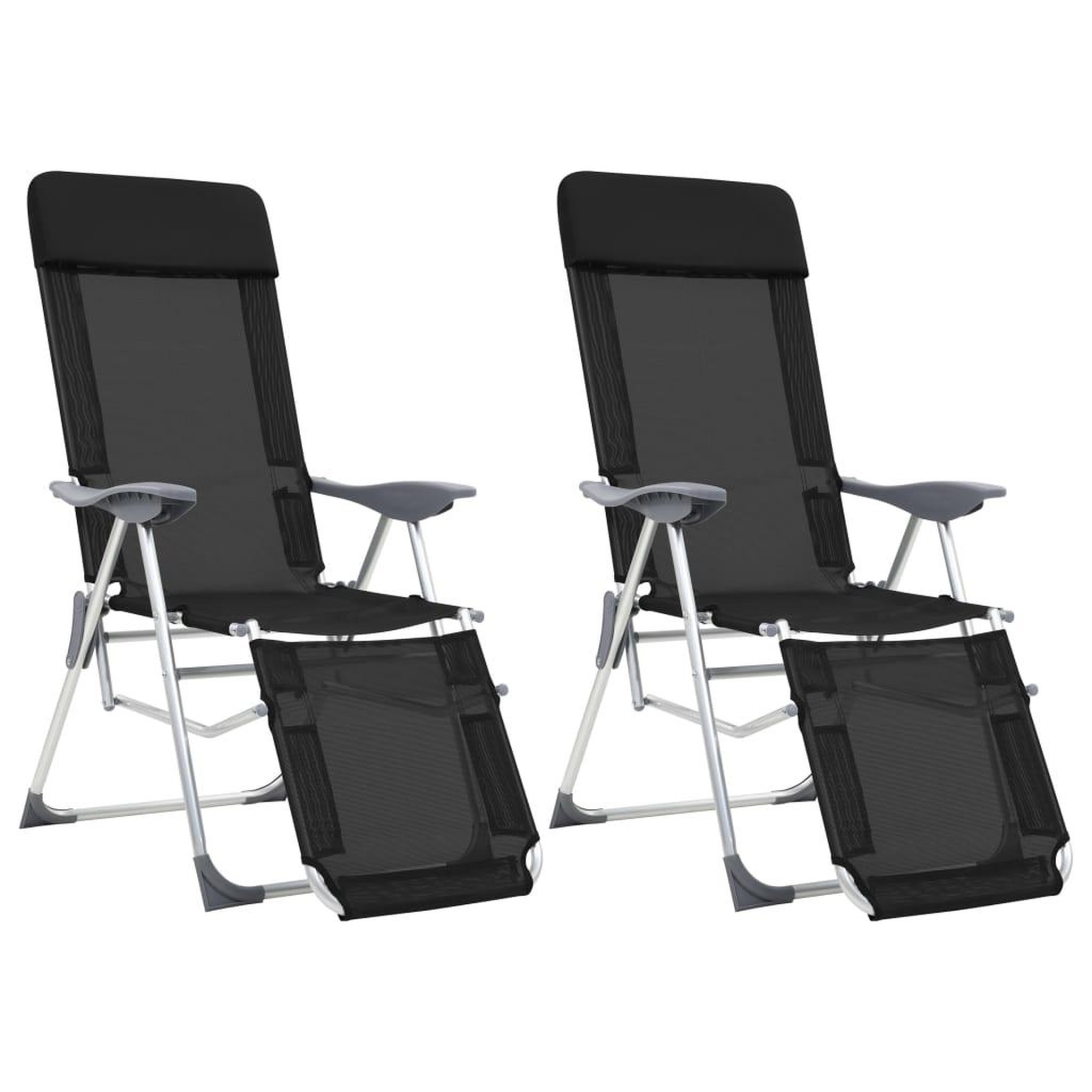 VIDAXL Chaises de camping pliantes et repose-pied lot de 2 textilene