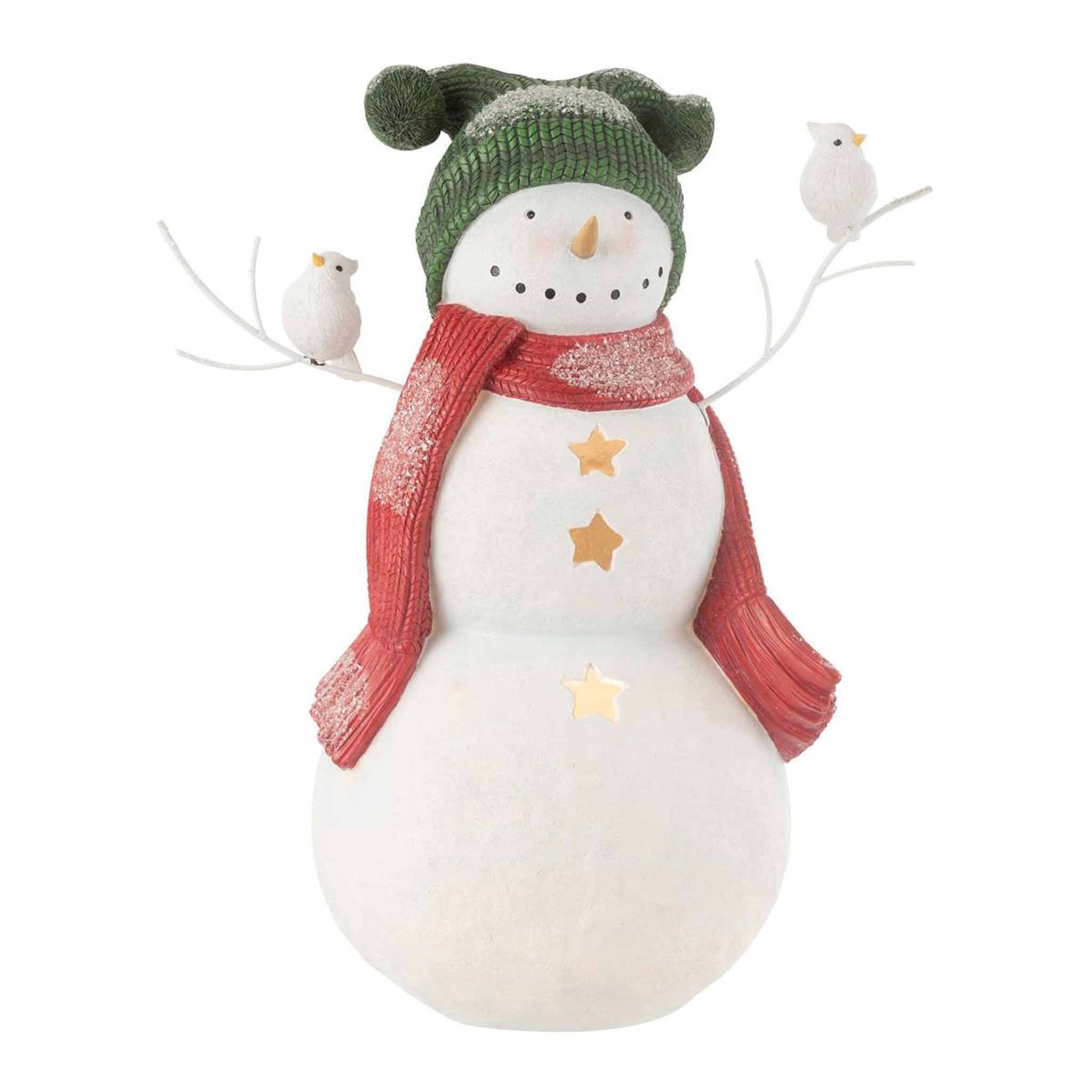 Voir la diapositive 2 : J-LINE Bonhomme de neige déco  oiseaux  50cm multicolore