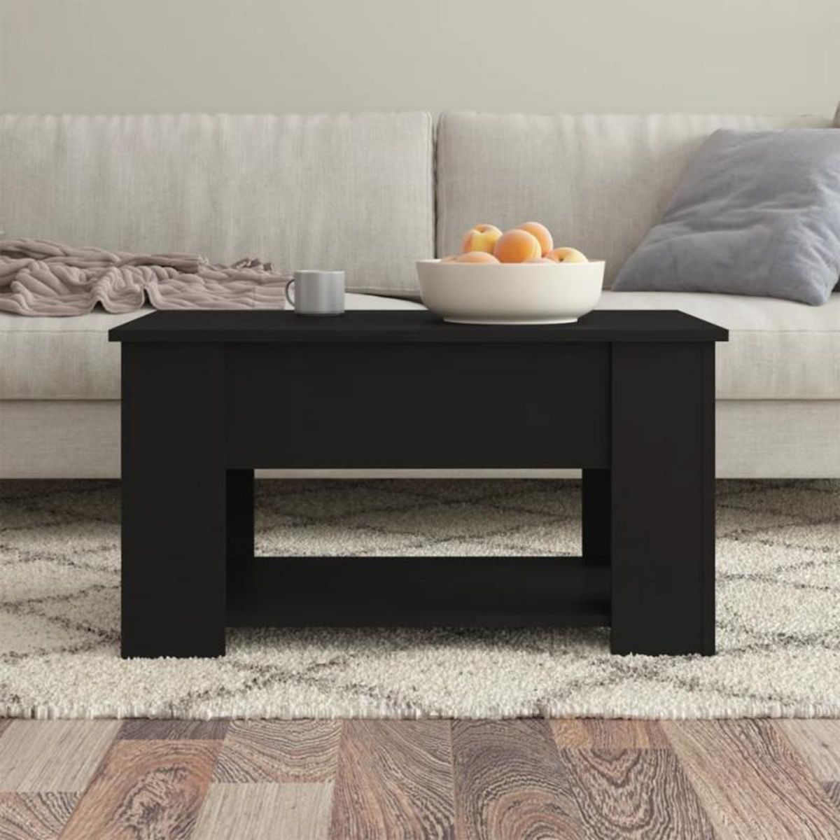 VIDAXL Table basse noir 79x49x41 cm bois d ingénierie