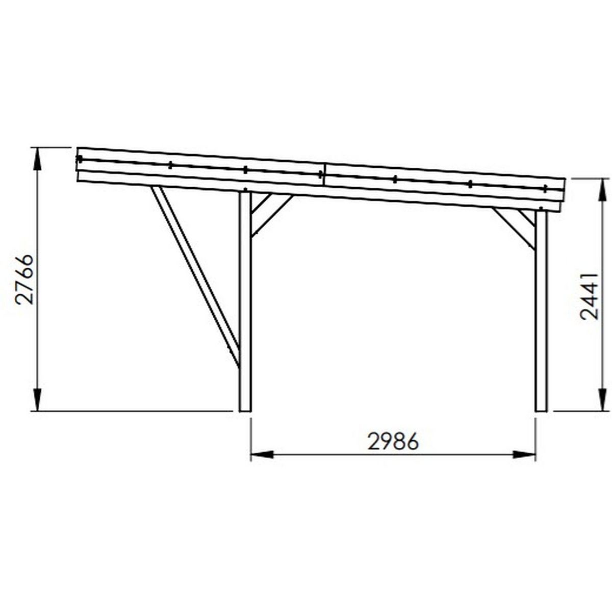 Forest Style Carport toit plat - Bois traité autoclave - 2 voitures - 30,9 m² - VICTOR DESIGN