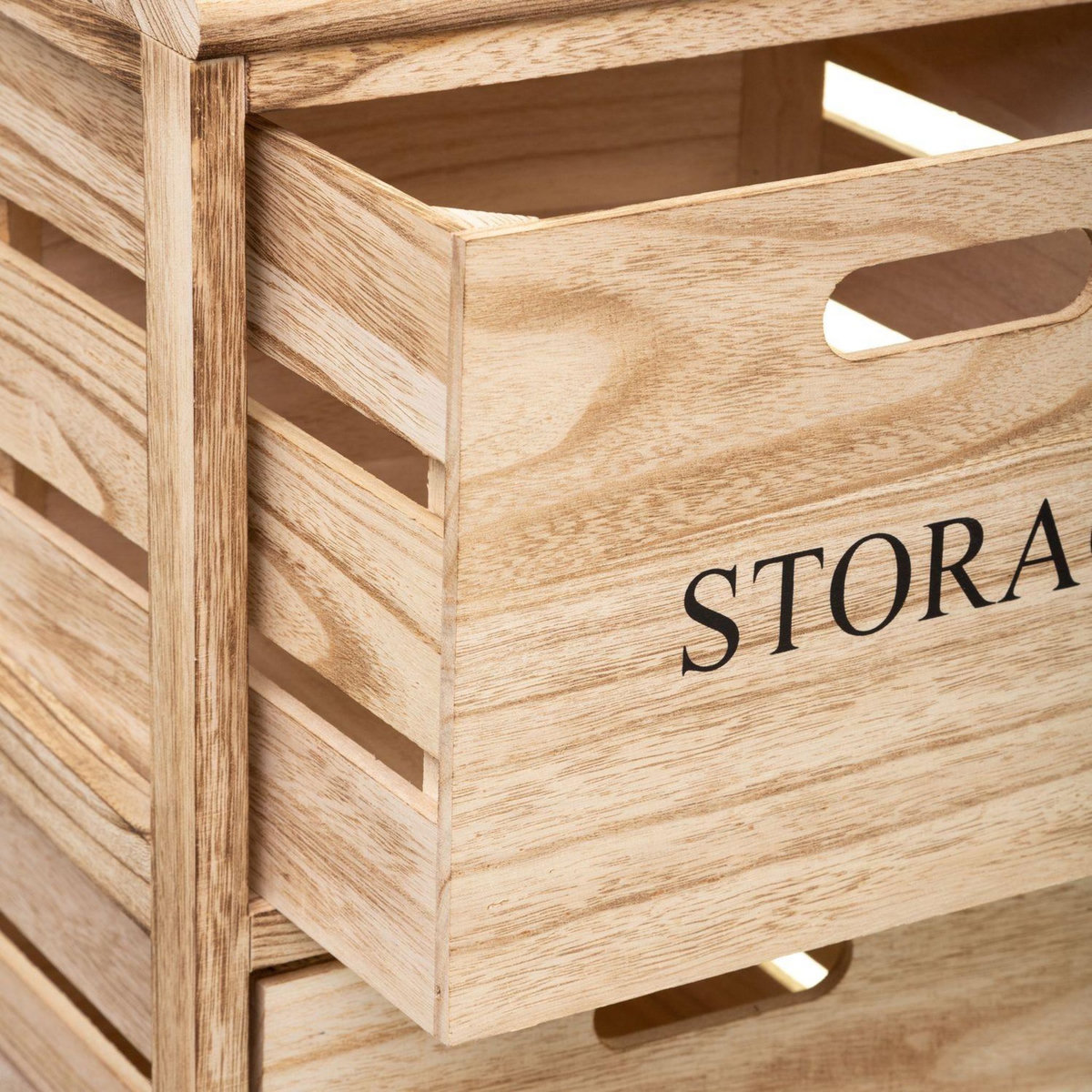 FIVE Tour de rangement 3 tiroirs à roulettes en bois HERSTIA - Beige