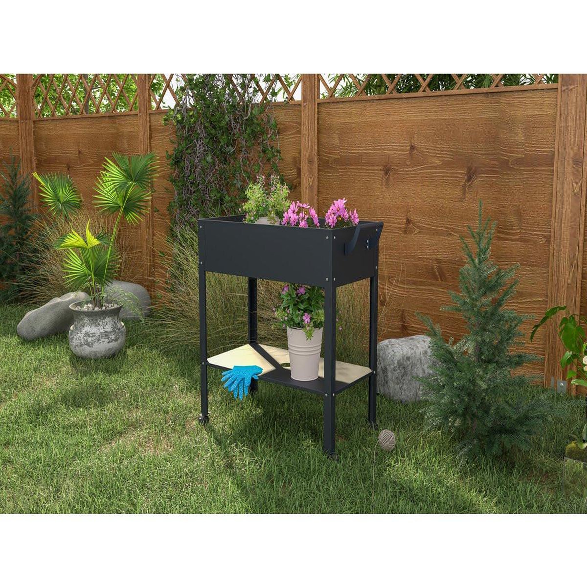 Voir la diapositive 2 : Habitat et Jardin Table de rempotage  hibiscus  - 82 x 43 x 83 cm - anthracite