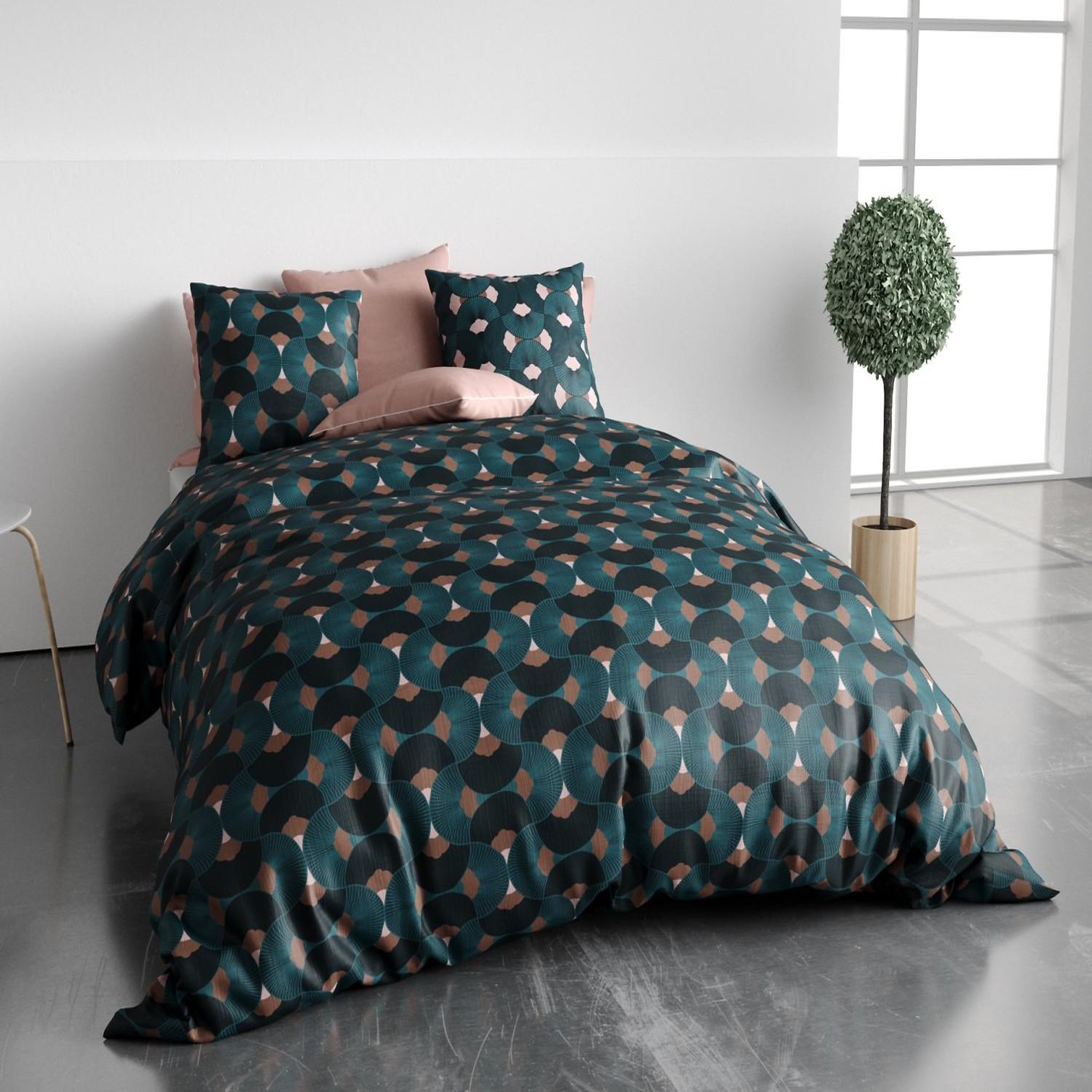 Voir la diapositive 2 : ATELIER DU COTON Parure housse de couette 100% coton 57 fils greek