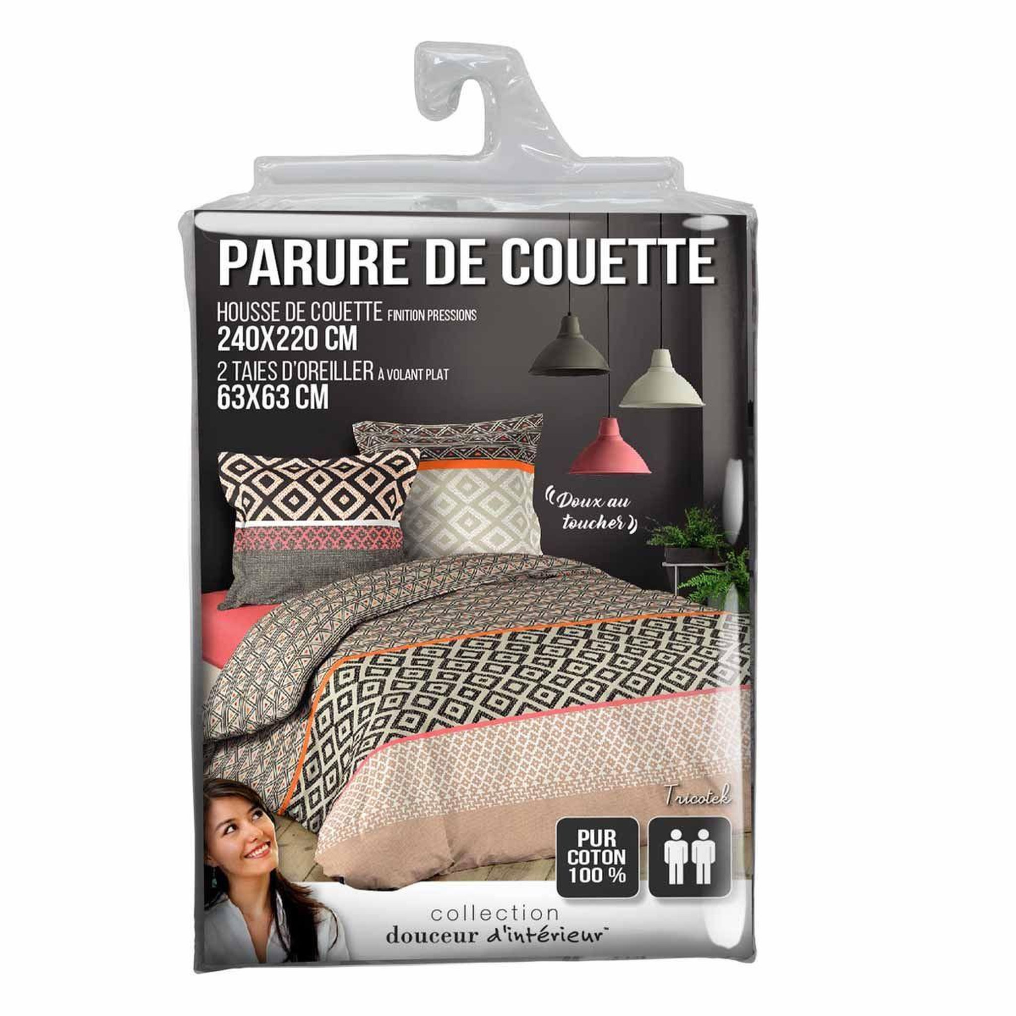 Voir la diapositive 4 : Douceur d'Intérieur Parure de lit 3 pièces  tricotek  240x220cm naturel