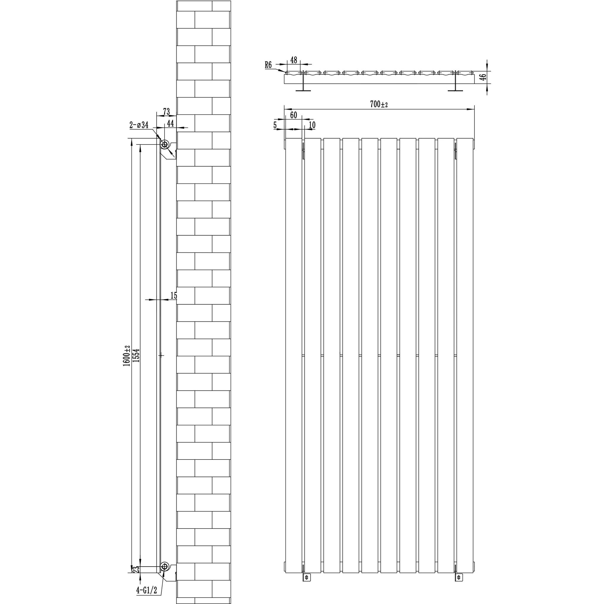 Voir la diapositive 5 : MONSTERSHOP Radiateur plat à 1 panneau - 1600 x 700 mm
