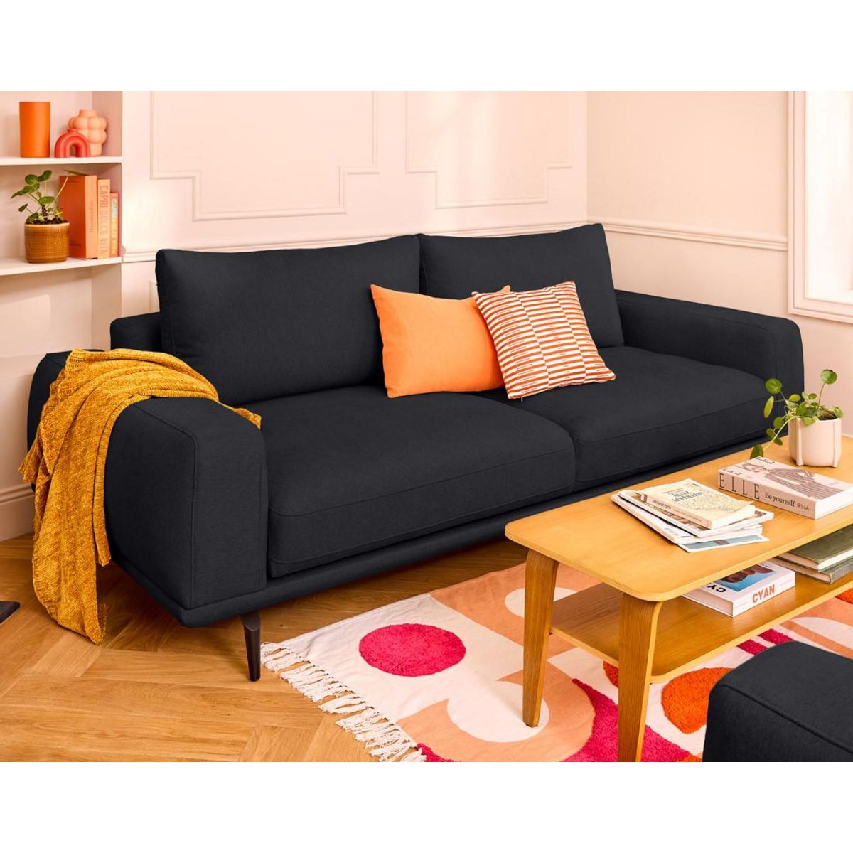 LISA DESIGN Vicence - canapé droit 3 places convertible en tissu