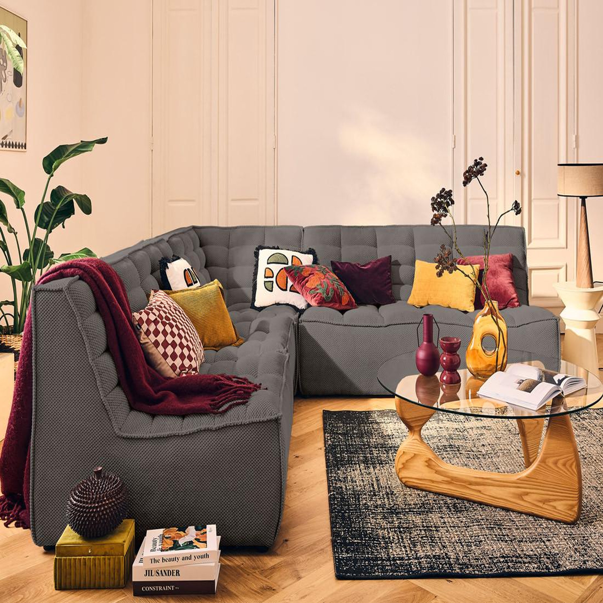 Voir la diapositive 2 : BEST MOBILIER Ellie - module d'angle en velours texturé