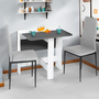 Voir la diapositive 2 : ID MARKET Table console pliable EDI 2-4 personnes bois blanc plateau gris 103 x 76 cm