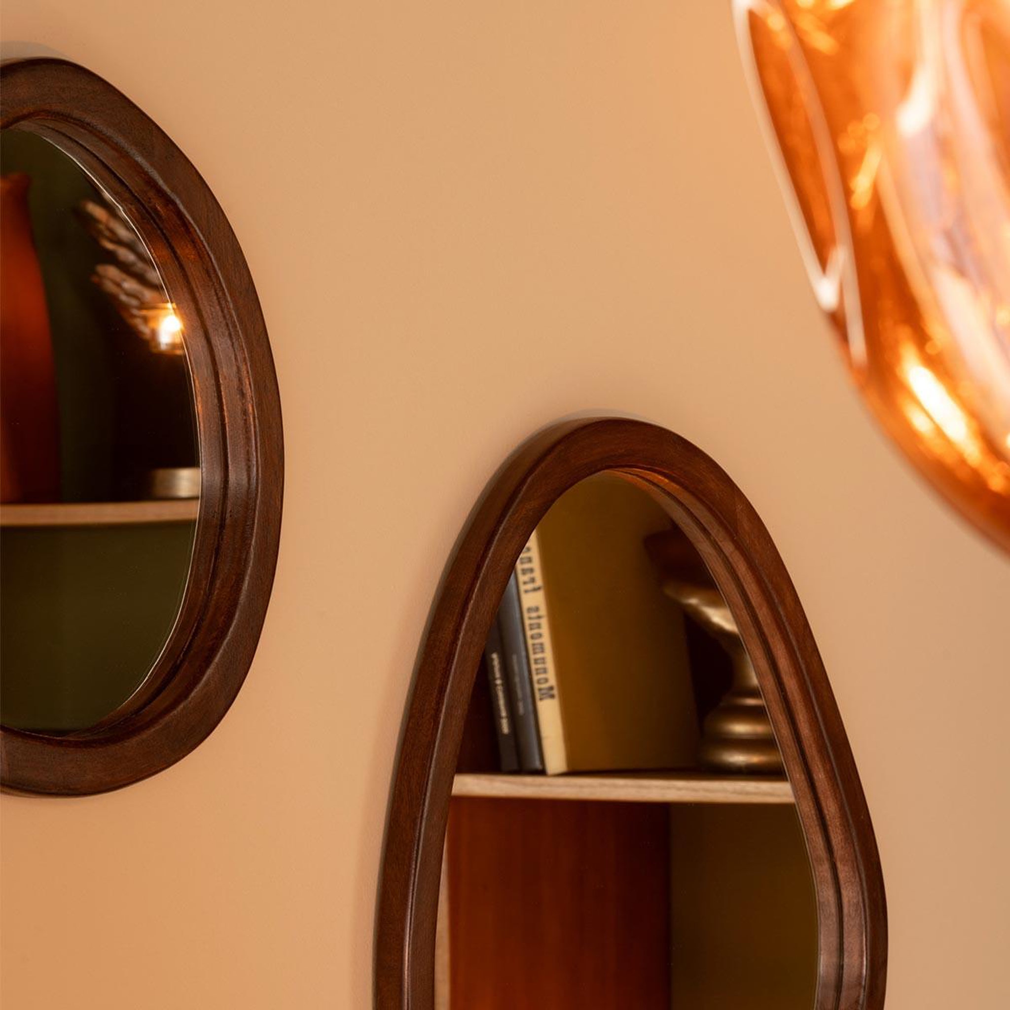 Voir la diapositive 4 : J-LINE Miroir Mural en Bois  Whisp  40cm Marron