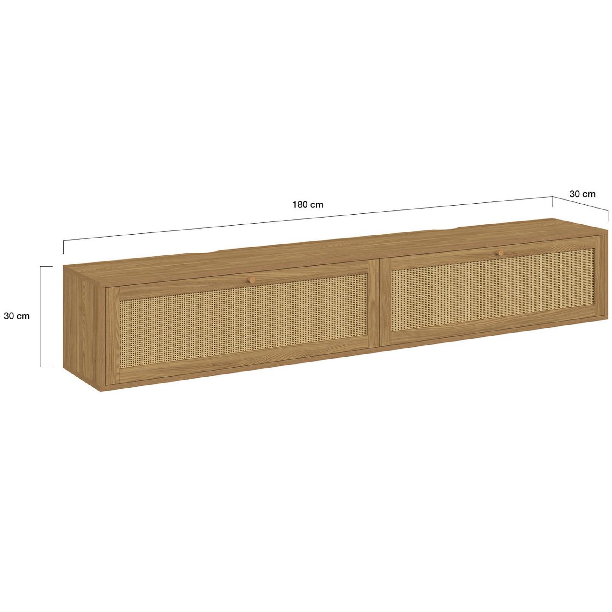 Voir la diapositive 5 : ID MARKET Meuble tv 180 cm suspendu hanae 2 portes effet naturel cannage