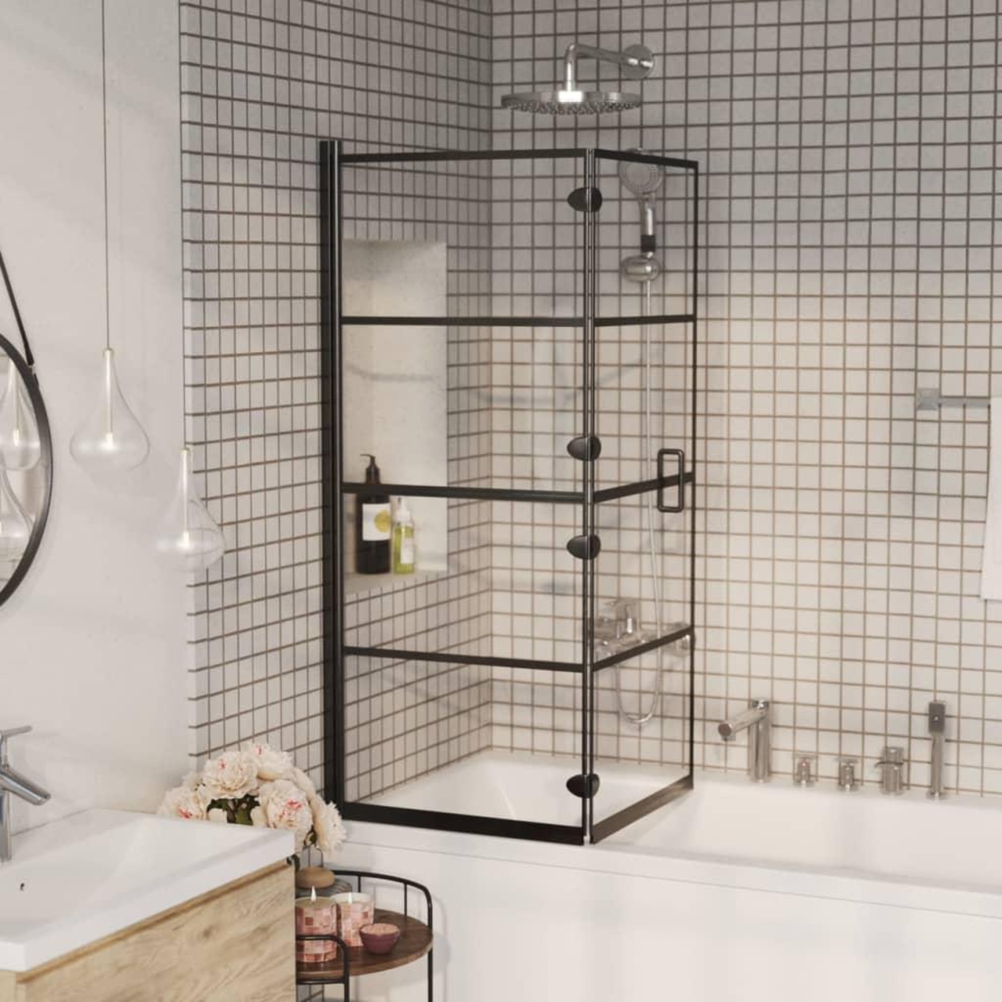 VIDAXL Cabine de douche pliable ESG 120x140 cm Noir