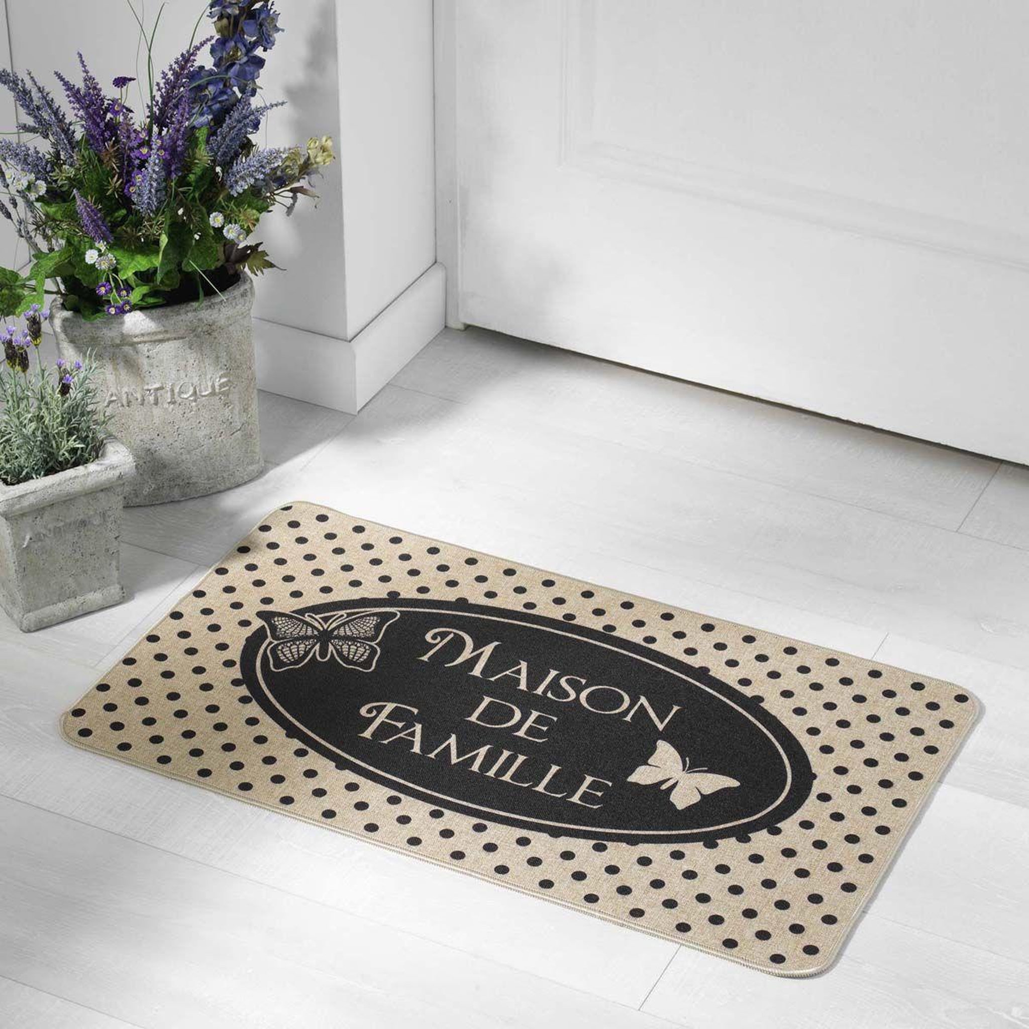 Voir la diapositive 3 : Douceur d'Intérieur Tapis d'Entrée à Motifs  Maisonée  45x75cm Naturel