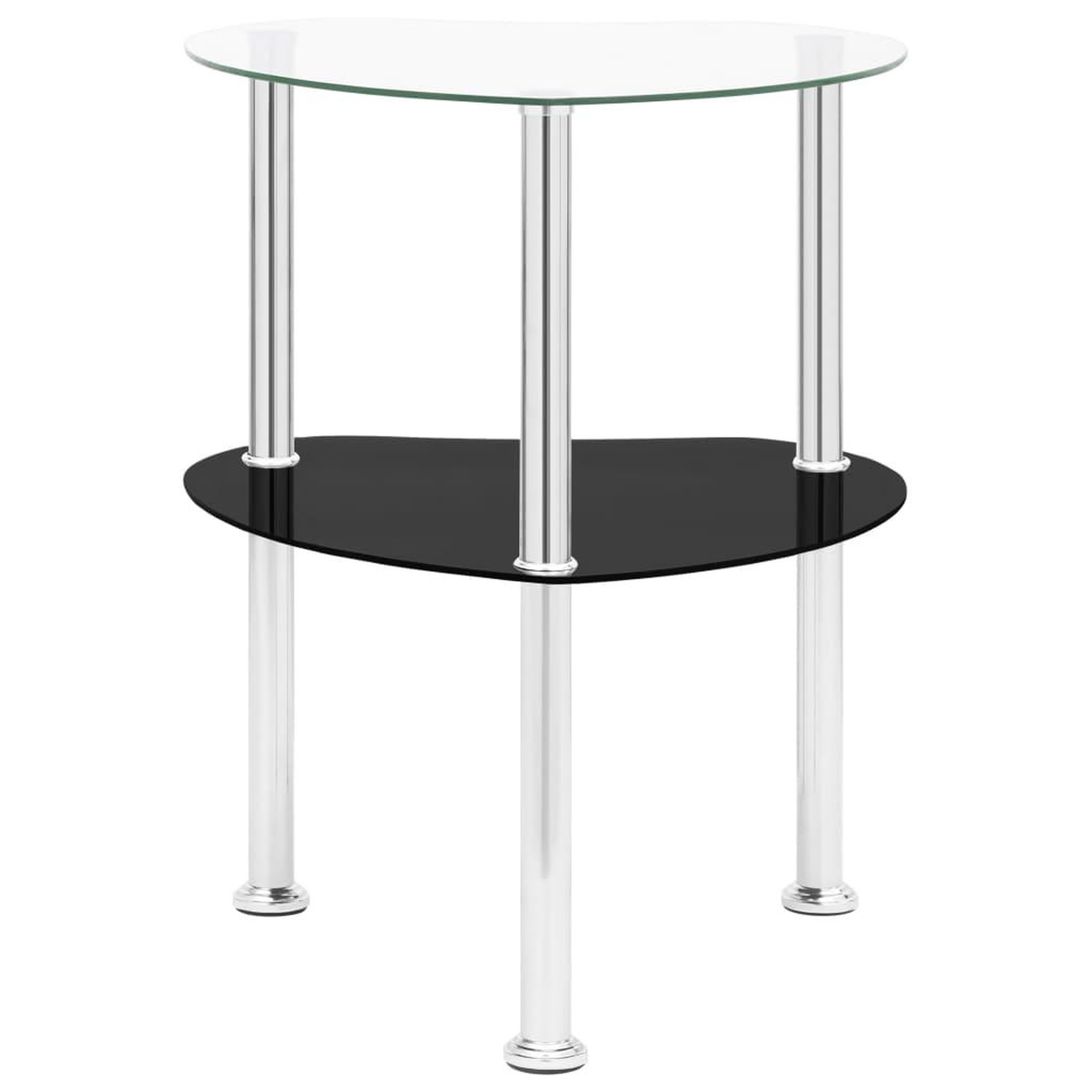 Voir la diapositive 2 : VIDAXL Table 2 niveaux Transparent et noir 38x38x50 cm Verre trempe