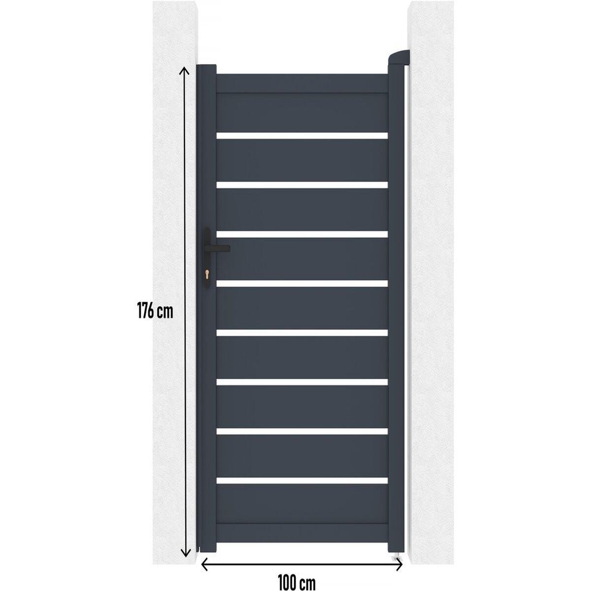 Voir la diapositive 3 : Habitat et Jardin Portillon en aluminium   Bastien  - 100 x 176 cm - Anthracite