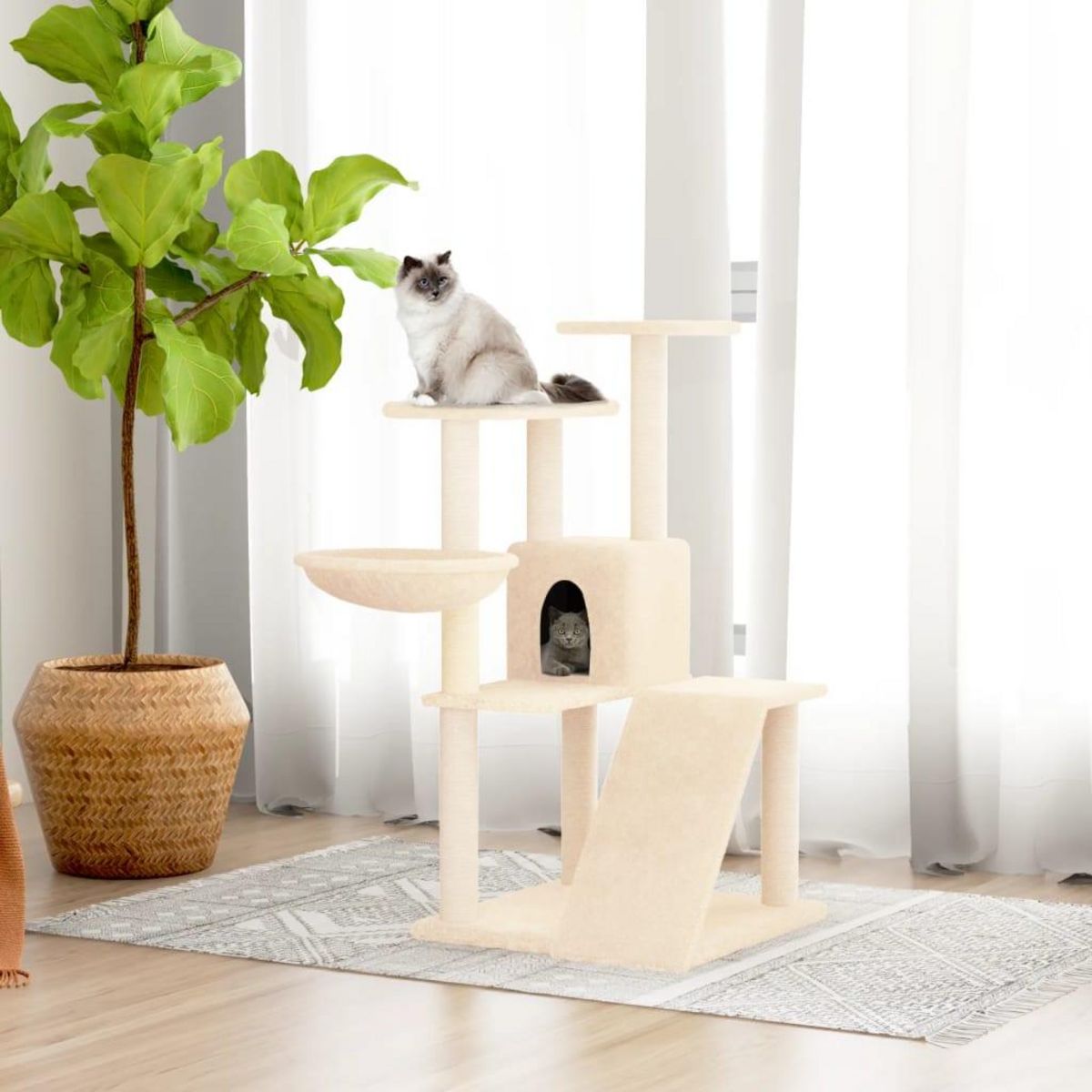 VIDAXL Arbre a chat avec griffoirs en sisal Creme 94 cm
