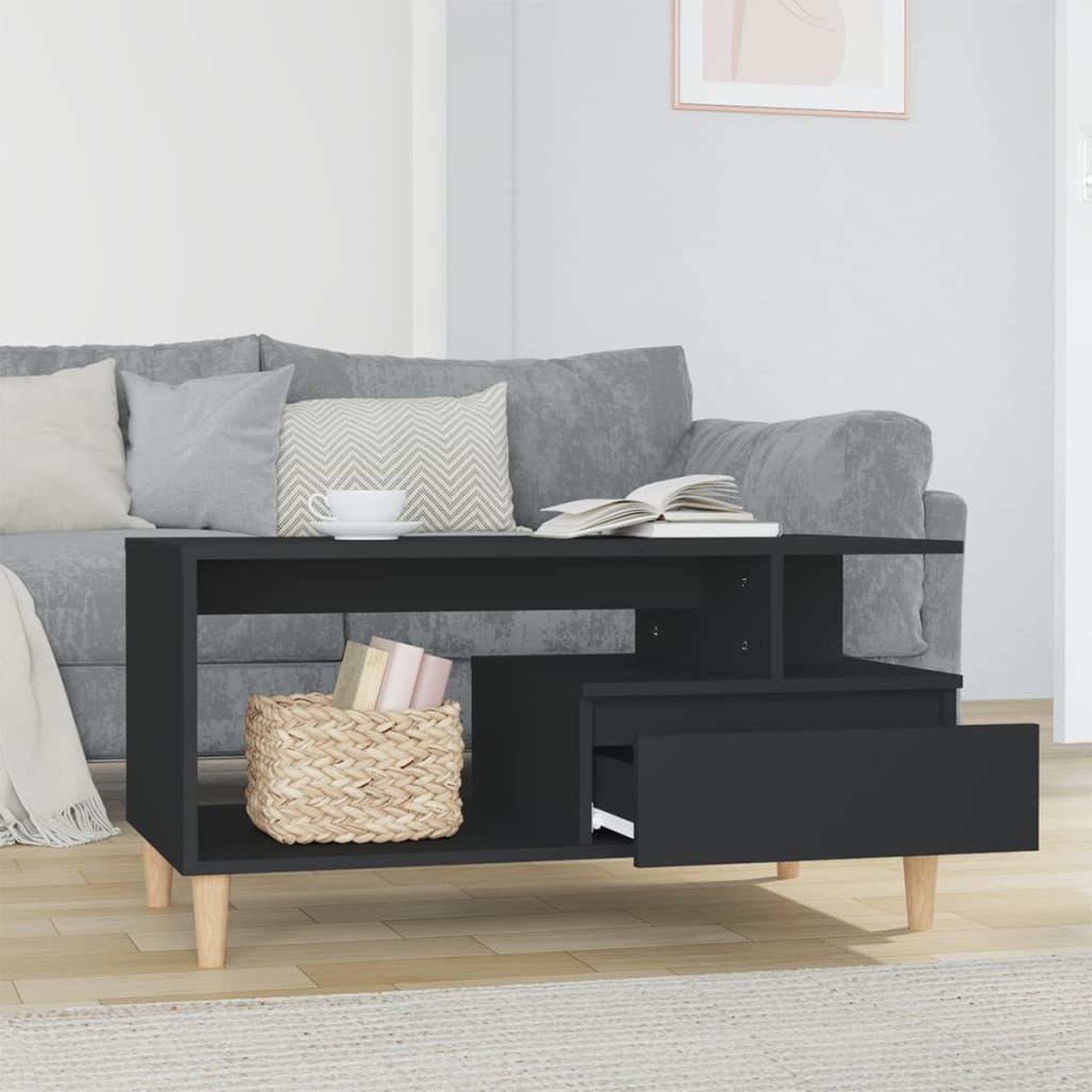 Voir la diapositive 3 : VIDAXL Table basse Noir 90x49x45 cm Bois d'ingenierie