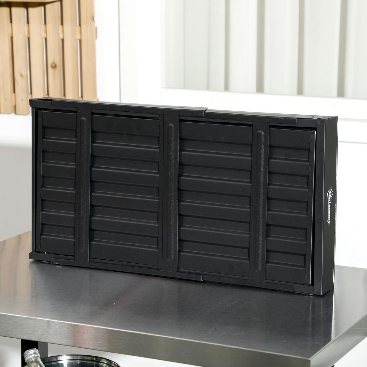 OUTSUNNY Barbecue à charbon de bois pliable portable dim. 74L x 30l x 37H cm avec grille acier noir