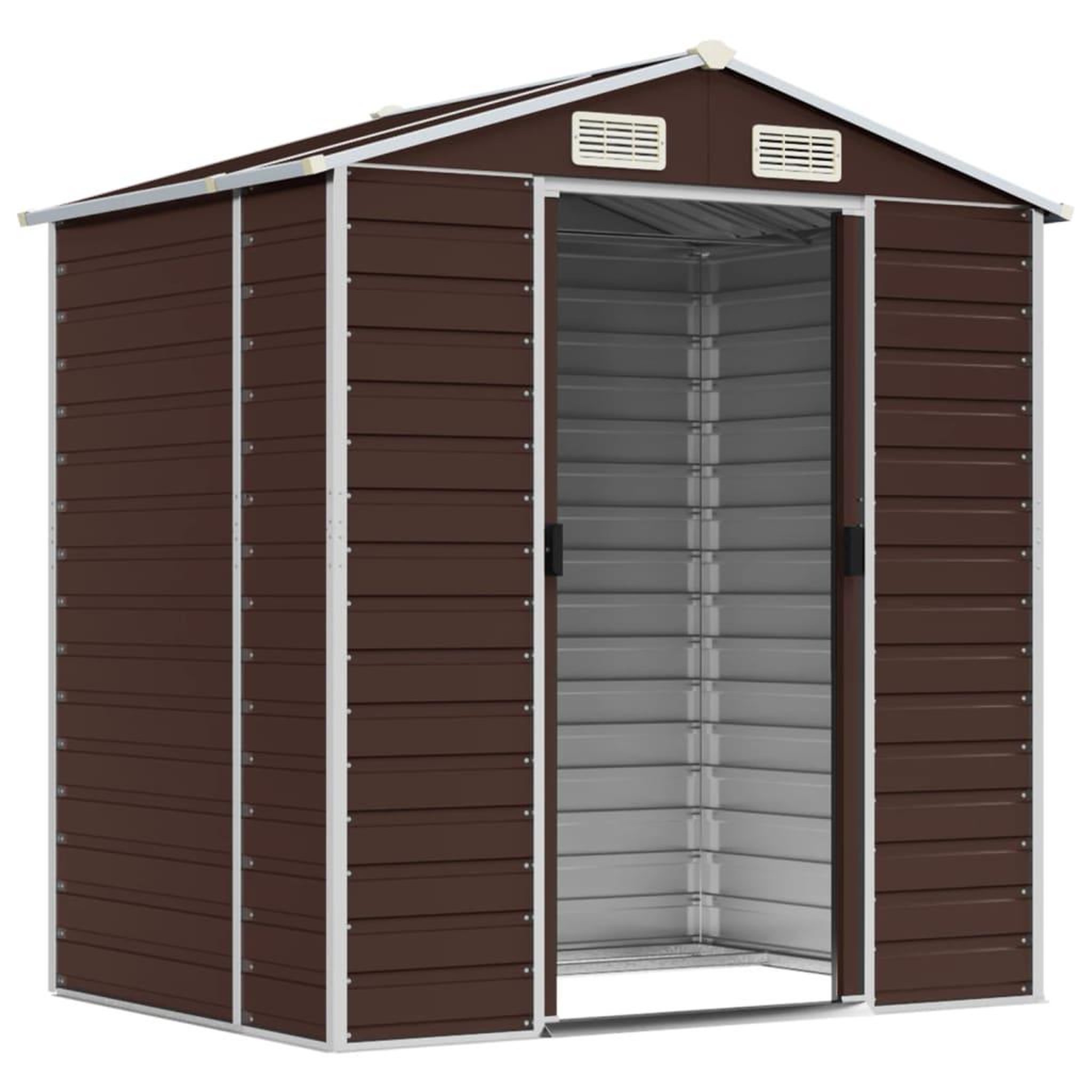 Voir la diapositive 3 : VIDAXL Abri de jardin marron 191x130x198 cm acier galvanise