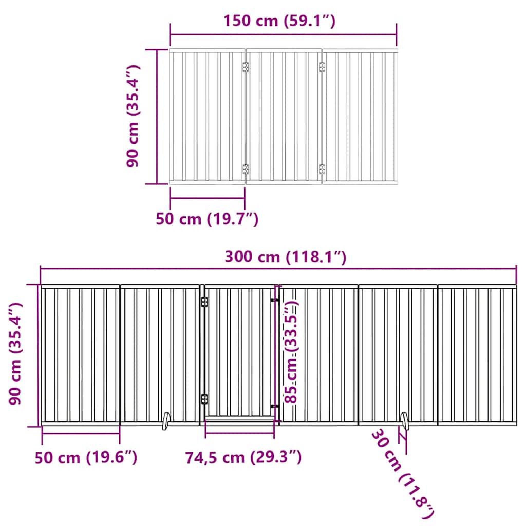 Voir la diapositive 6 : VIDAXL Barriere pour chien porte pliable 12 panneaux bois de peuplier