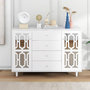 Voir la diapositive 2 : MERAX Buffet 2 porte(s) 4 tiroir(s) - 147,5 cm blanc mdf