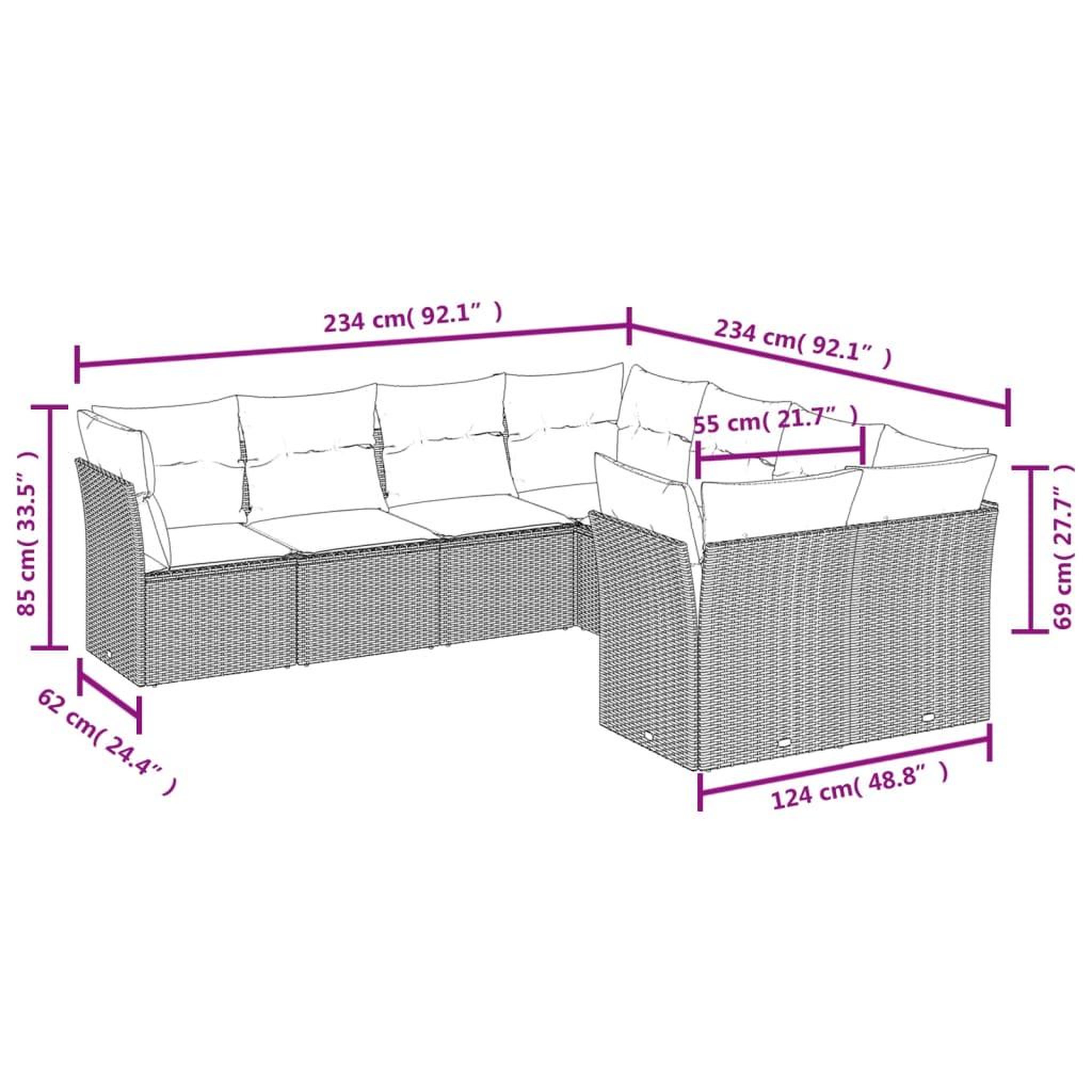 Voir la diapositive 3 : VIDAXL Salon de jardin avec coussins 8 pcs beige resine tressee