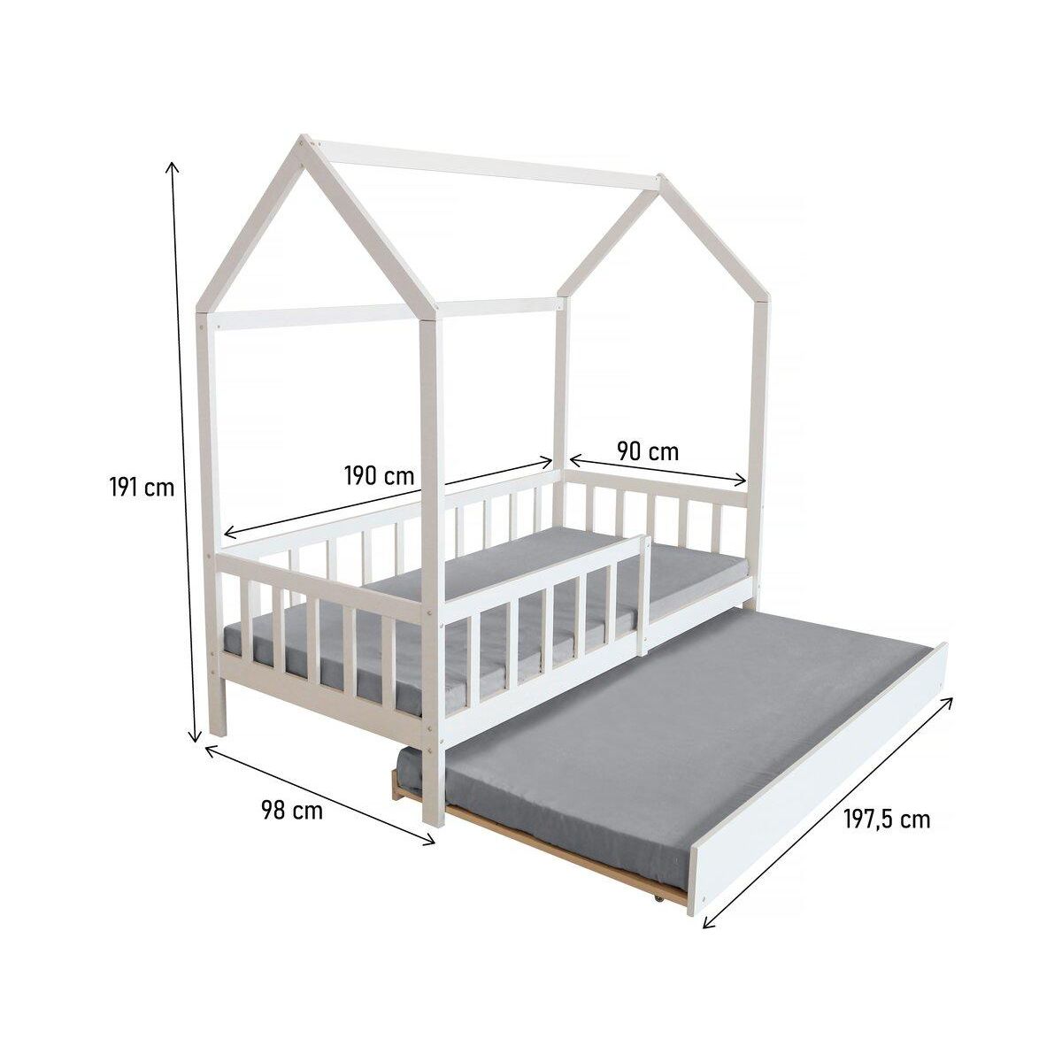 Habitat et Jardin Lit cabane enfant avec tiroir  Paloma  -  90 x 190 cm - Blanc