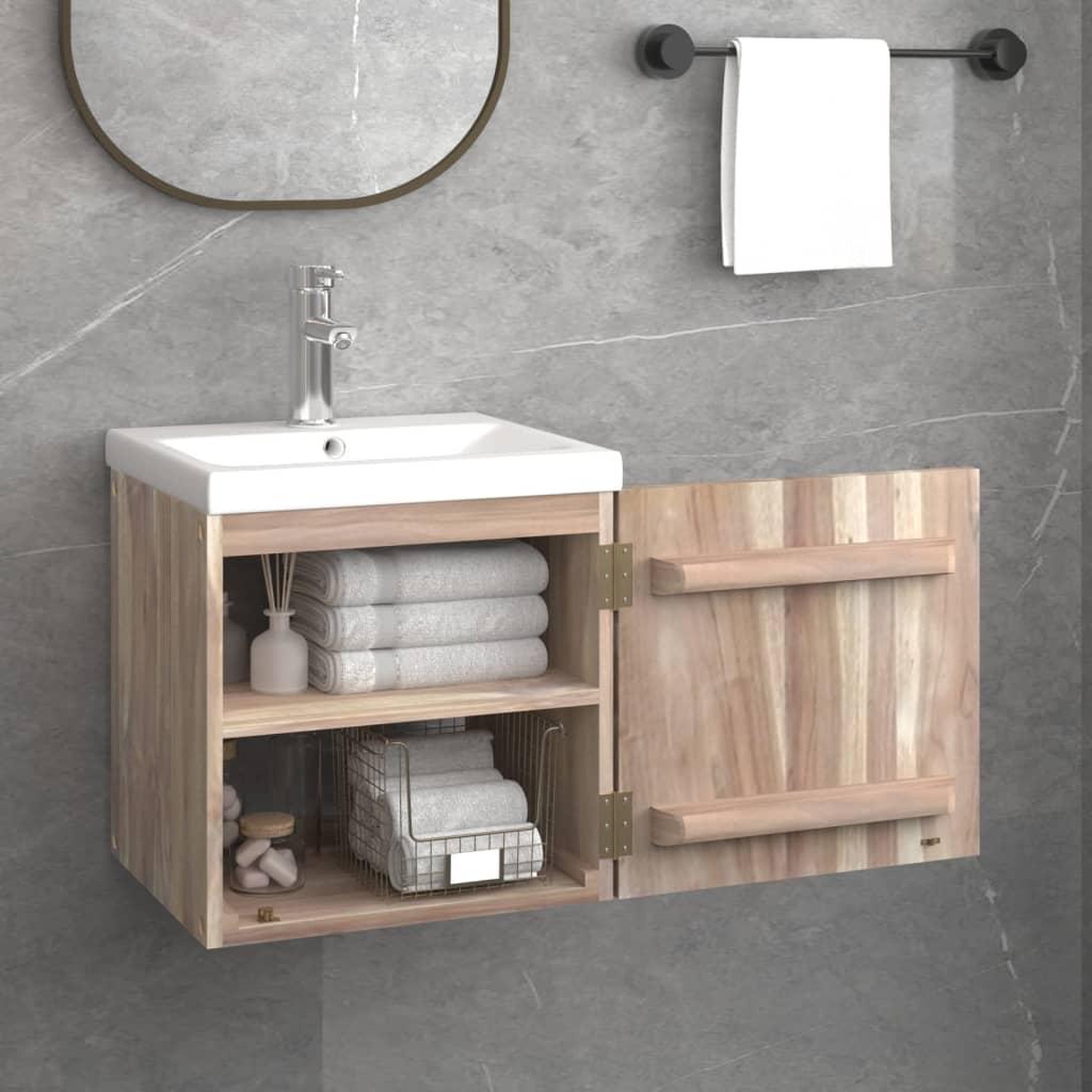Voir la diapositive 3 : VIDAXL Armoire murale de salle de bain 41x38x40 cm Bois de teck solide