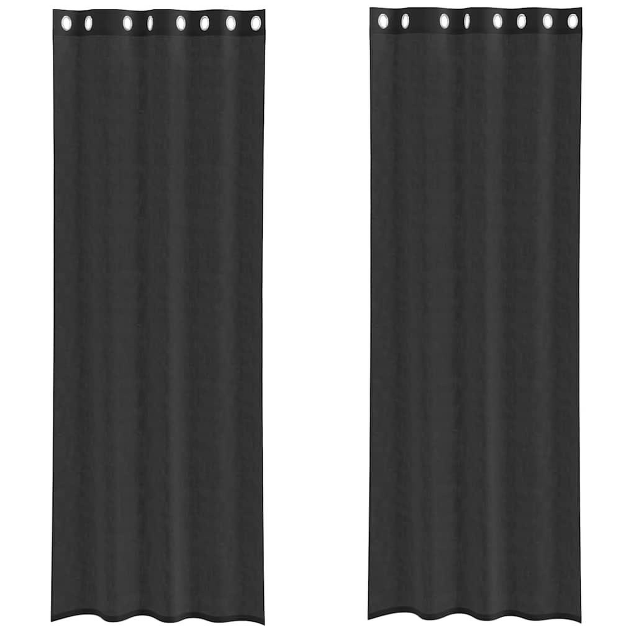 Voir la diapositive 2 : VIDAXL Rideaux en voile avec œillets 2 pcs noir 140x300 cm