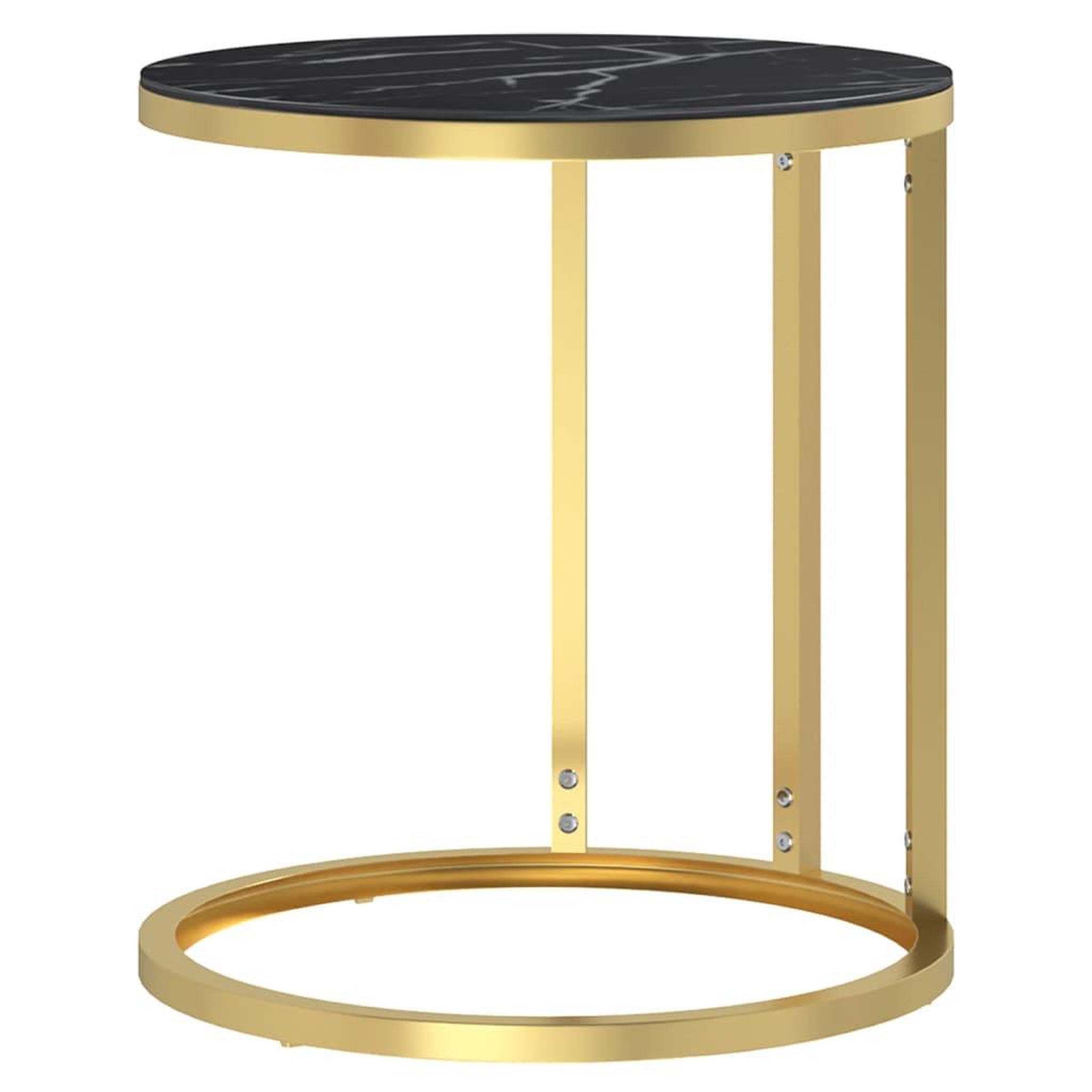 Voir la diapositive 3 : VIDAXL Table d'appoint Dore et marbre noir 45 cm Verre trempe