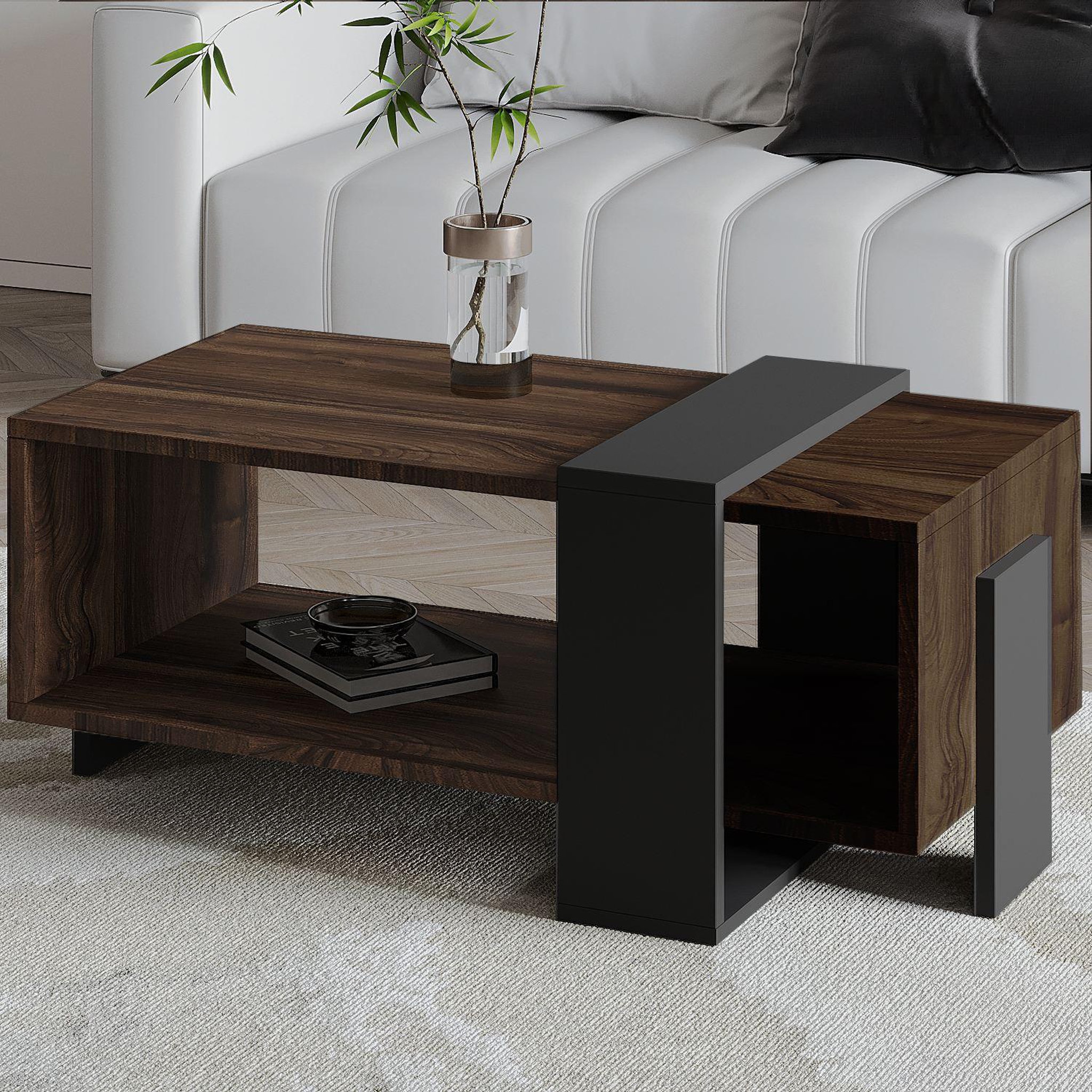 Voir la diapositive 4 : Habitat et Jardin Table basse en bois  meleni  - 90 x 49 x 40 cm - marron